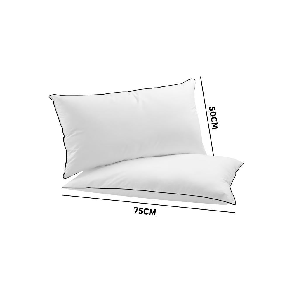 Bedra 75 x 50cm Pillow with Duck Feather Standard Pillow Cotton Cover Twin Pack-Pillows-PEROZ Accessories