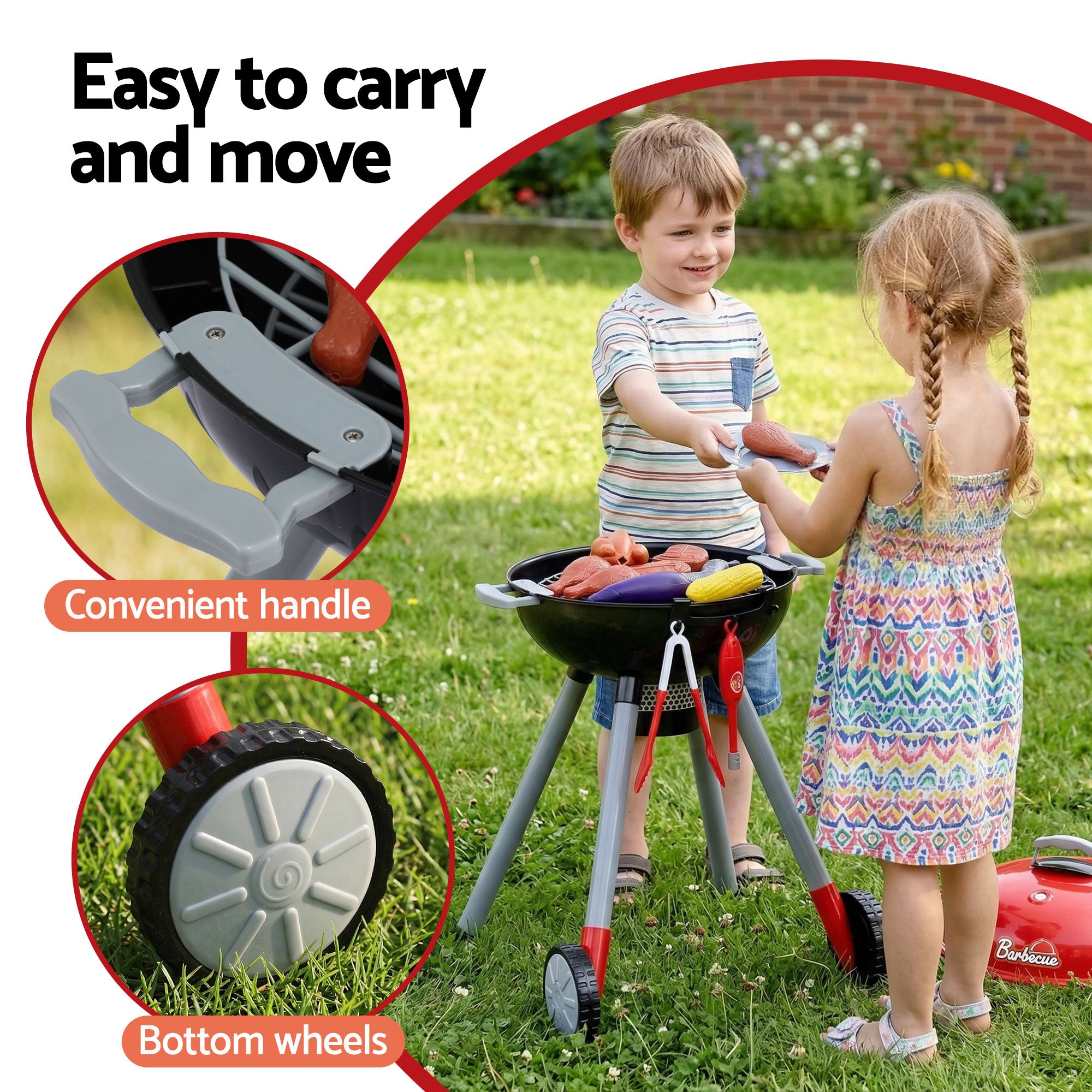 Keezi Kids Pretend Kitchen BBQ Playset Role Play Toy with charcoal Play Food Cup-Baby & Kids > Baby & Kid&