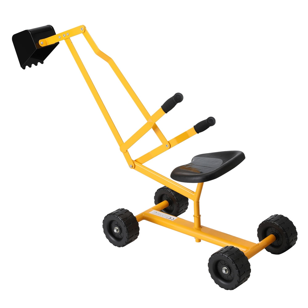 Keezi Kids Ride On Car Digger Bulldozer Sandpit Play Toys Rotate Seat Yellow-Baby & Kids > Baby & Kid&