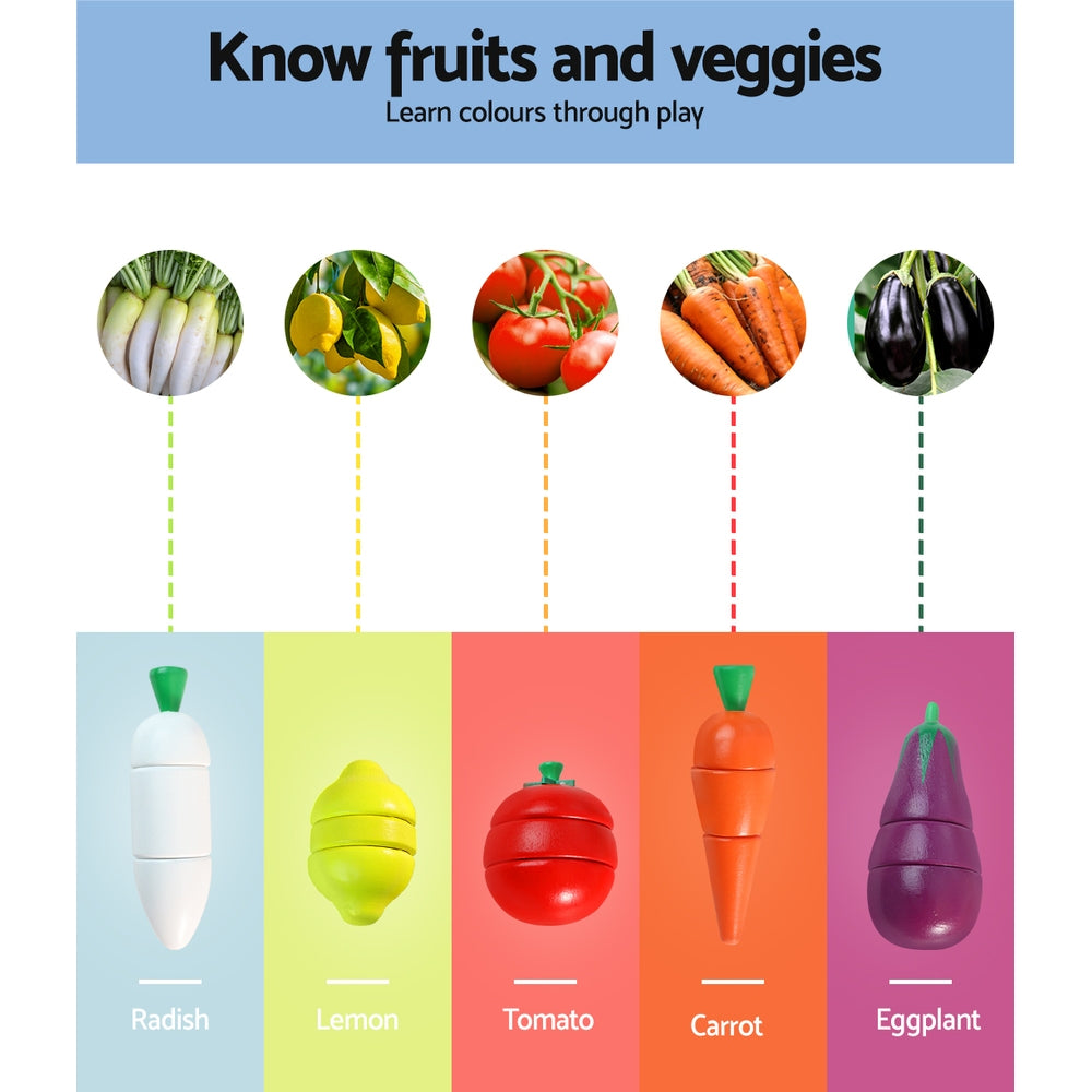 Keezi Kids Kitchen Play Set Wooden Pretend Toys Cooking Utensils Pots Pans Food-Baby & Kids > Baby & Kid&