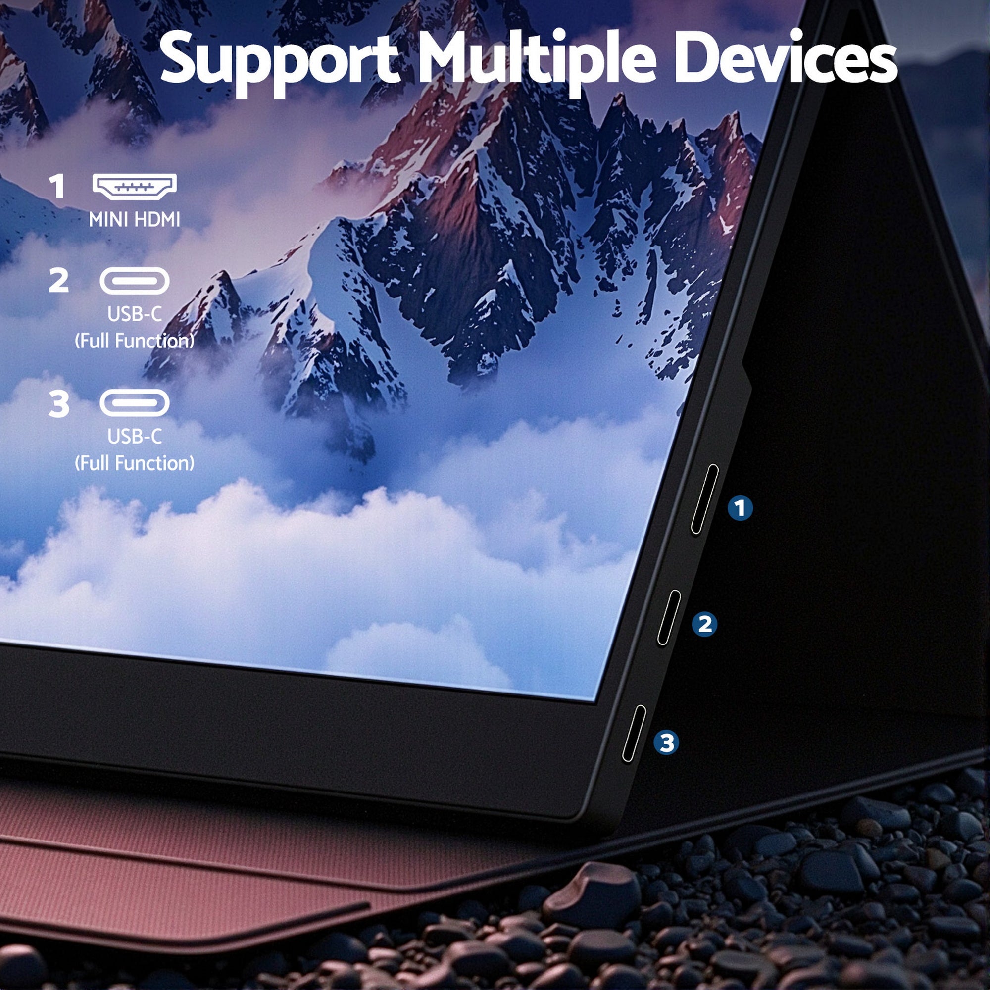 Devanti Portable Monitor Laptop Extender USB C Travel Display 16 Inch Black-Electronics > Computer Accessories > Computer Monitors & Accessories-PEROZ Accessories