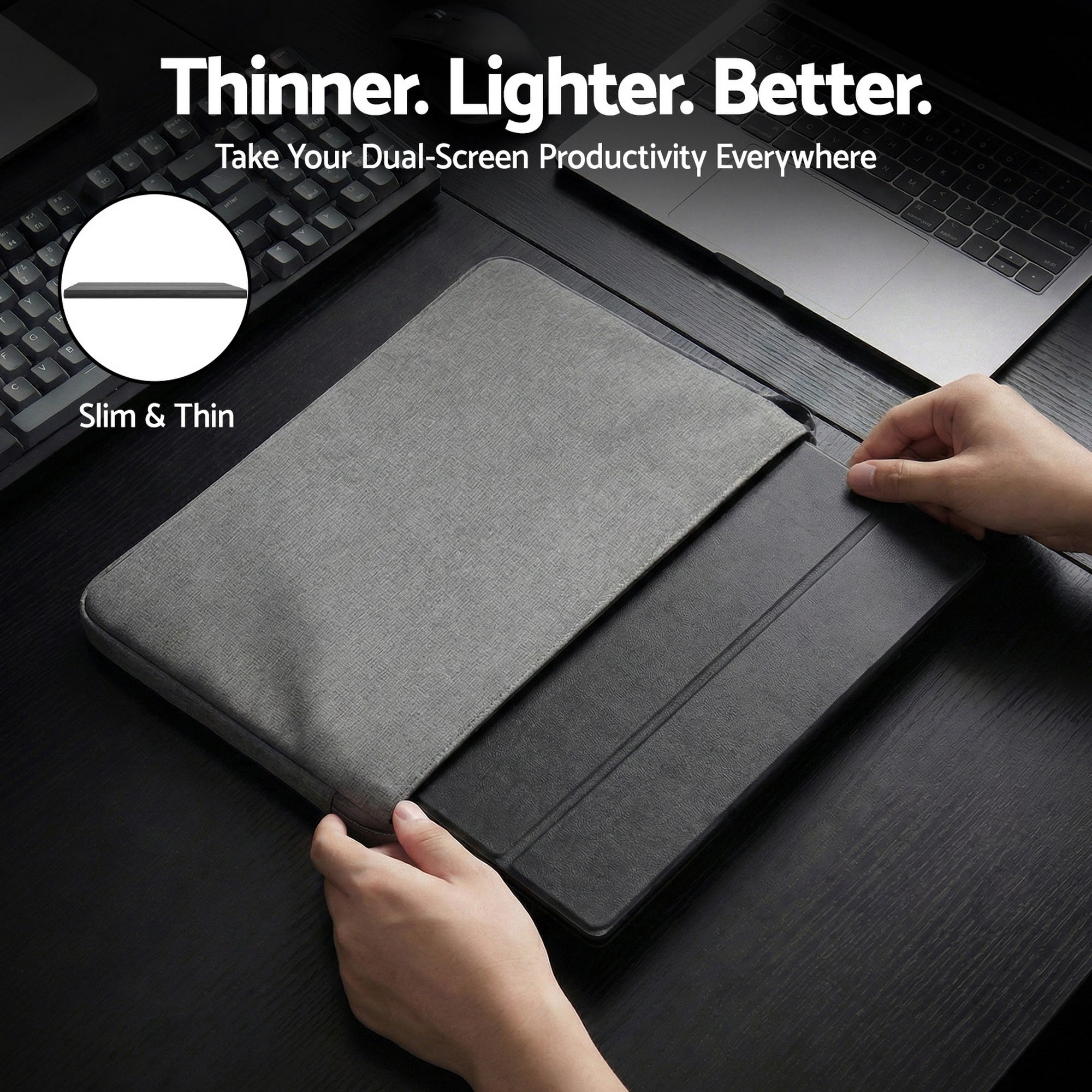 Devanti Portable Monitor Laptop Extender USB C Travel Display 16 Inch Black-Electronics > Computer Accessories > Computer Monitors & Accessories-PEROZ Accessories