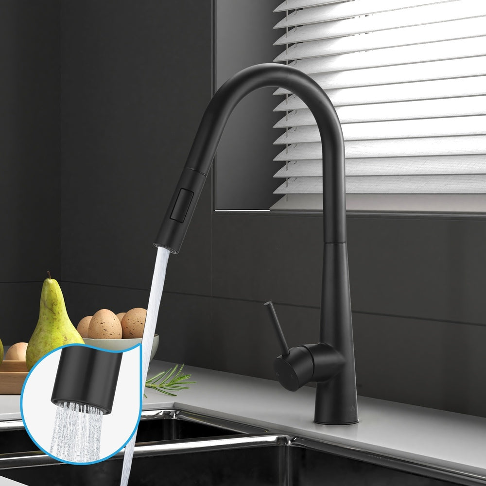 Welba Kitchen Mixer Tap Pull Out Faucet 2-Mode Swivel Black-Faucet-PEROZ Accessories