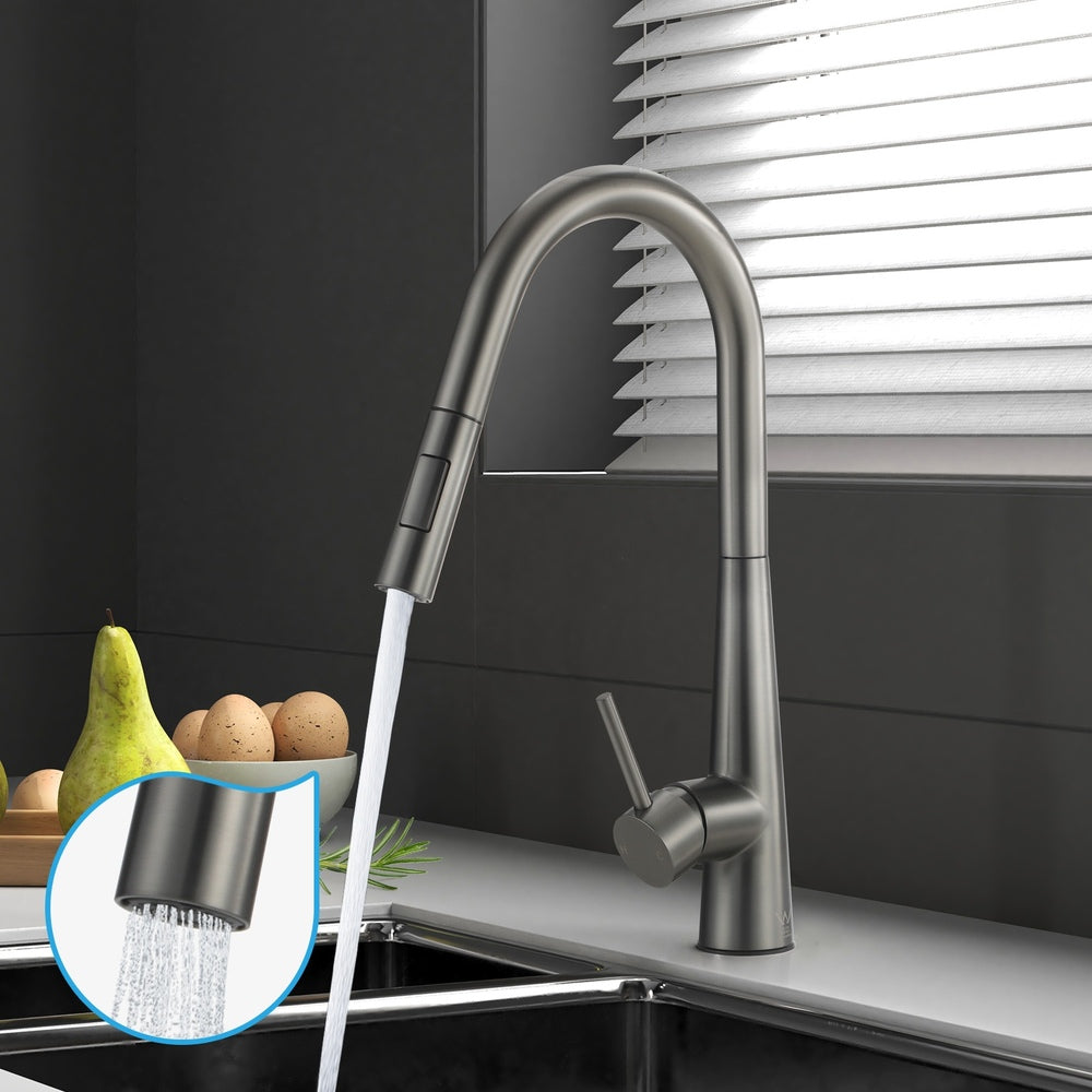 Welba Kitchen Mixer Tap Pull Out Faucet 2-Mode Swivel Grey-Faucet-PEROZ Accessories