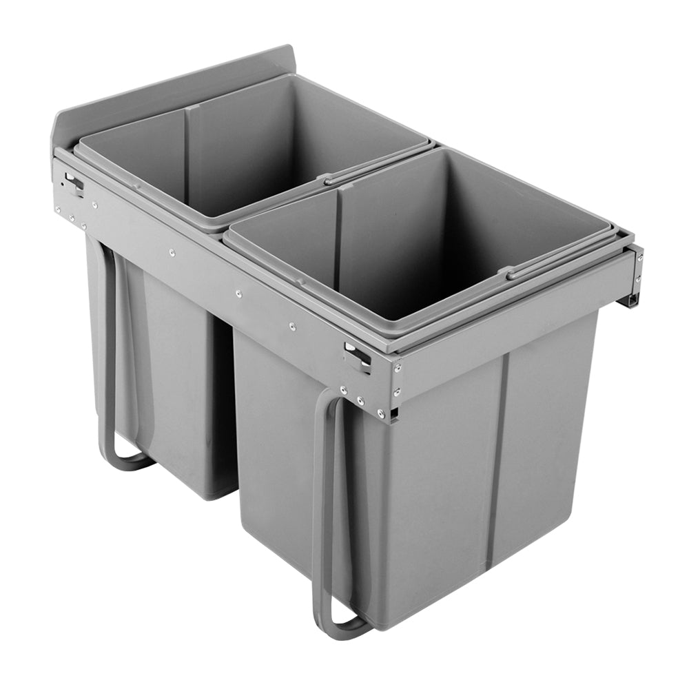 Cefito Pull Out Bin Kitchen Double Basket 2X20L Grey-Home & Garden > Kitchen Bins > Pull Out Bins-PEROZ Accessories