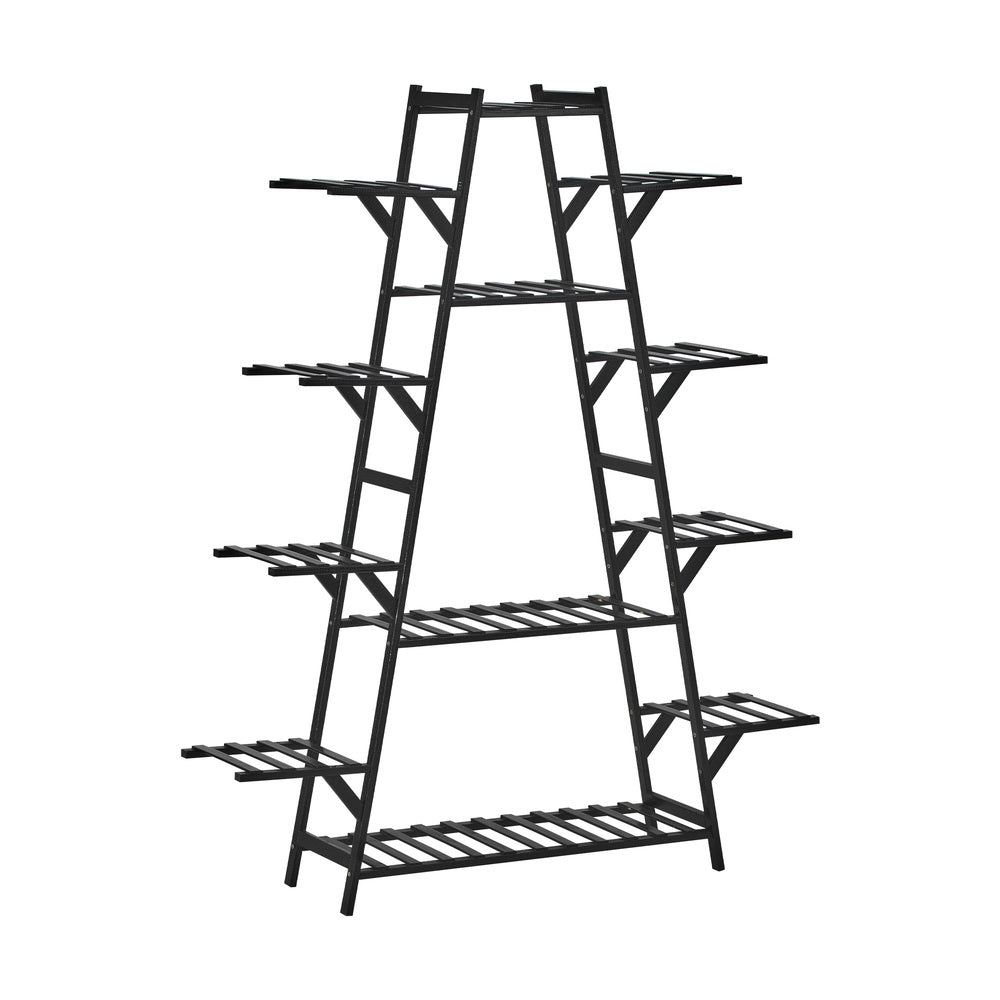 Livsip Plant Stand 12-shelf Bamboo Frame Black-Plant Stand-PEROZ Accessories