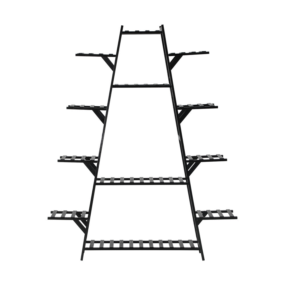 Livsip Plant Stand 12-shelf Bamboo Frame Black-Plant Stand-PEROZ Accessories