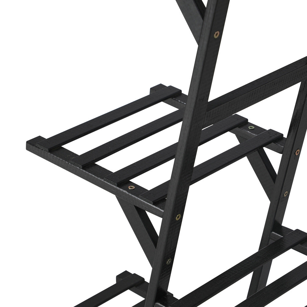 Livsip Plant Stand 12-shelf Bamboo Frame Black-Plant Stand-PEROZ Accessories