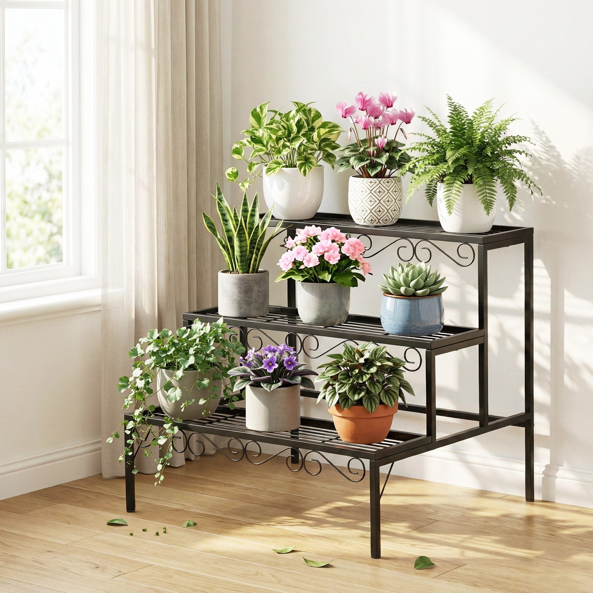 Artiss Plant Stand 3 Tier Metal Corner Plant Shelf Multiple Flower Holder Rack-Home & Garden > Artificial Plants > Pots, Planters & Accessories-PEROZ Accessories