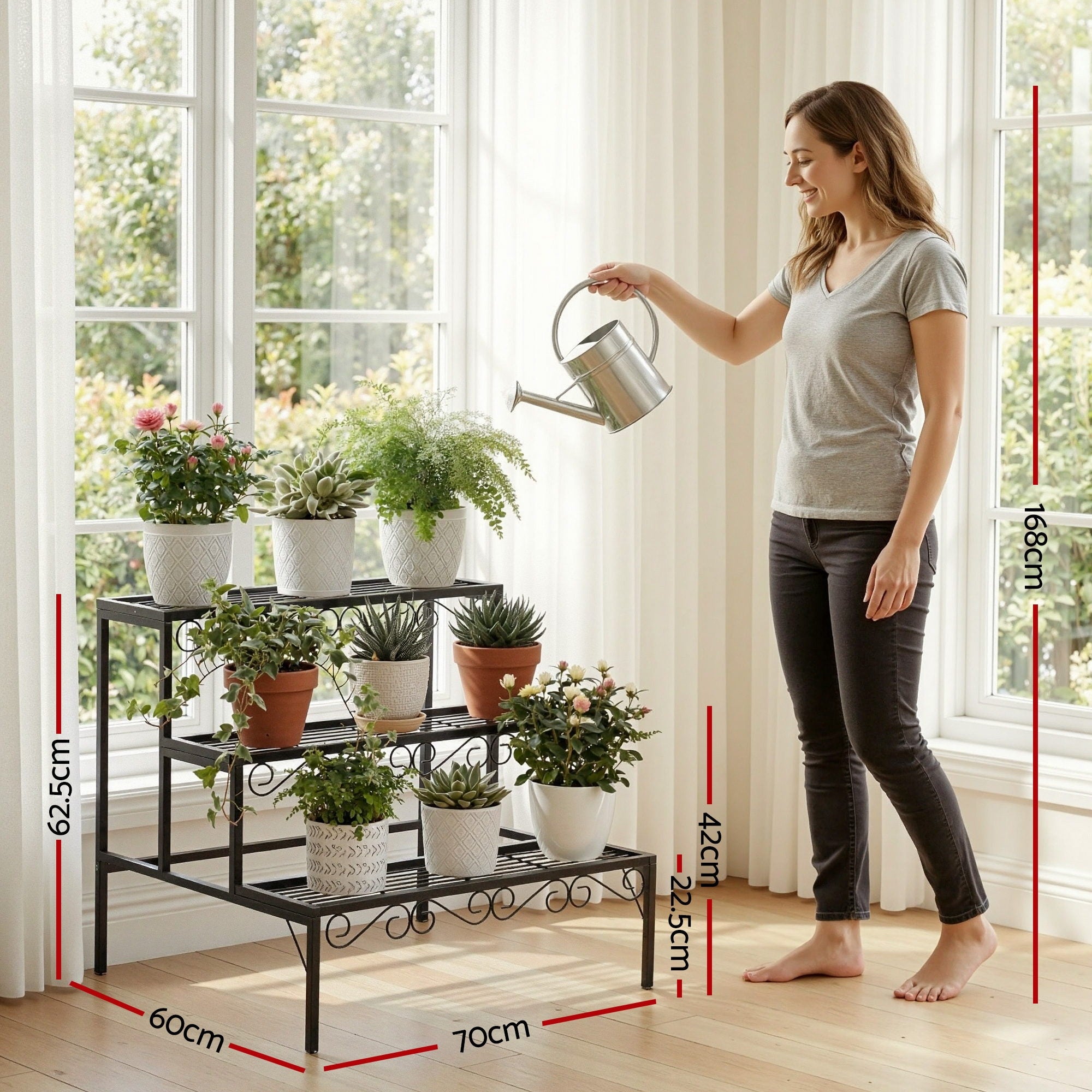 Artiss Plant Stand 3 Tier Metal Corner Plant Shelf Multiple Flower Holder Rack-Home & Garden > Artificial Plants > Pots, Planters & Accessories-PEROZ Accessories