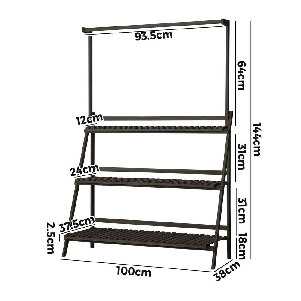 Livsip 3 Tier Plant Stand Indoor Outdoor Garden Planter Flower Pot Shelf Wooden-Plant Stand-PEROZ Accessories