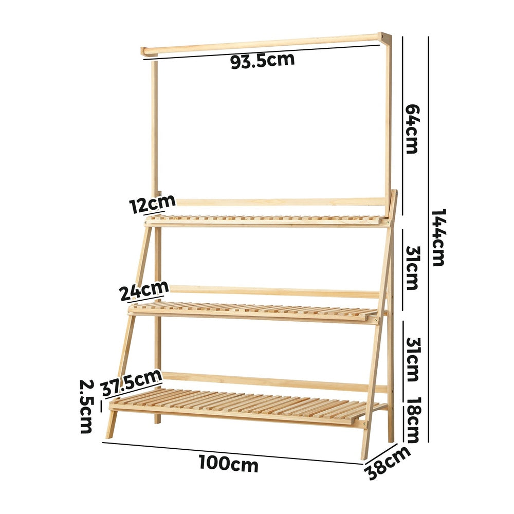 Livsip Plant Stand Outdoor Indoor Wooden Flower Pots Rack Corner Planter Shelf-Plant Stand-PEROZ Accessories