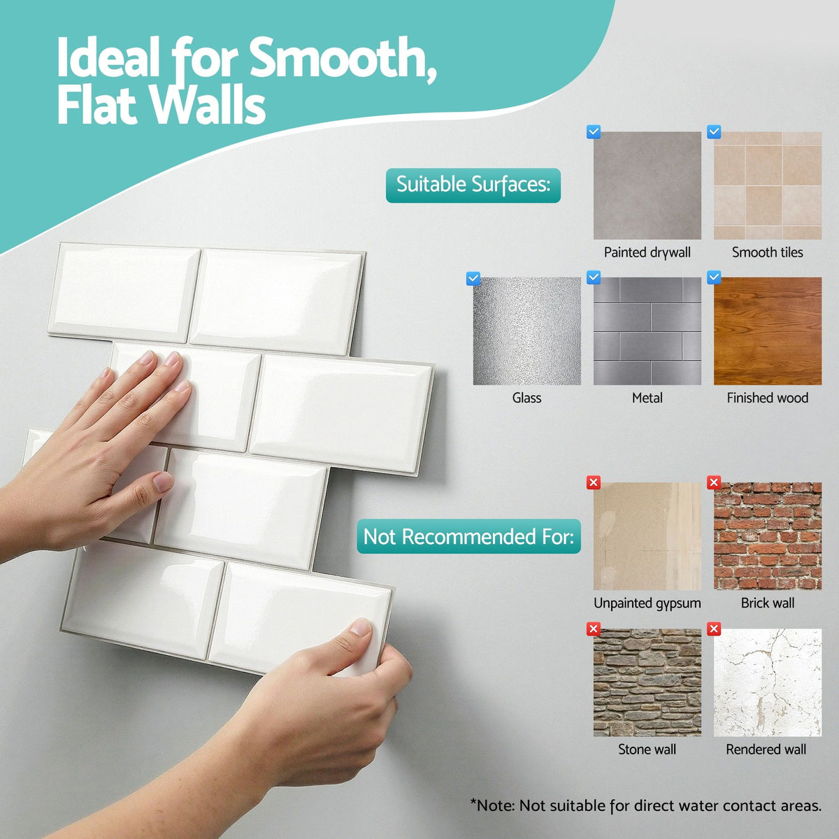 Artiss 3D Peel and Stick Wall Tiles Self Adhesive Subway Backsplash 10 Sheets, White-Home & Garden > Decor > Wallpaper-PEROZ Accessories
