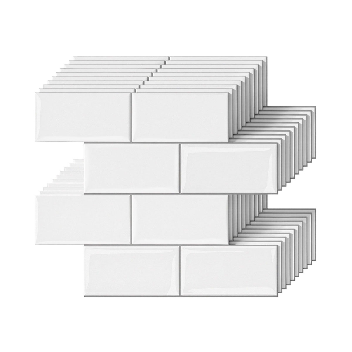 Artiss 3D Peel and Stick Wall Tiles Self Adhesive Subway Backsplash 10 Sheets, White-Home & Garden > Decor > Wallpaper-PEROZ Accessories