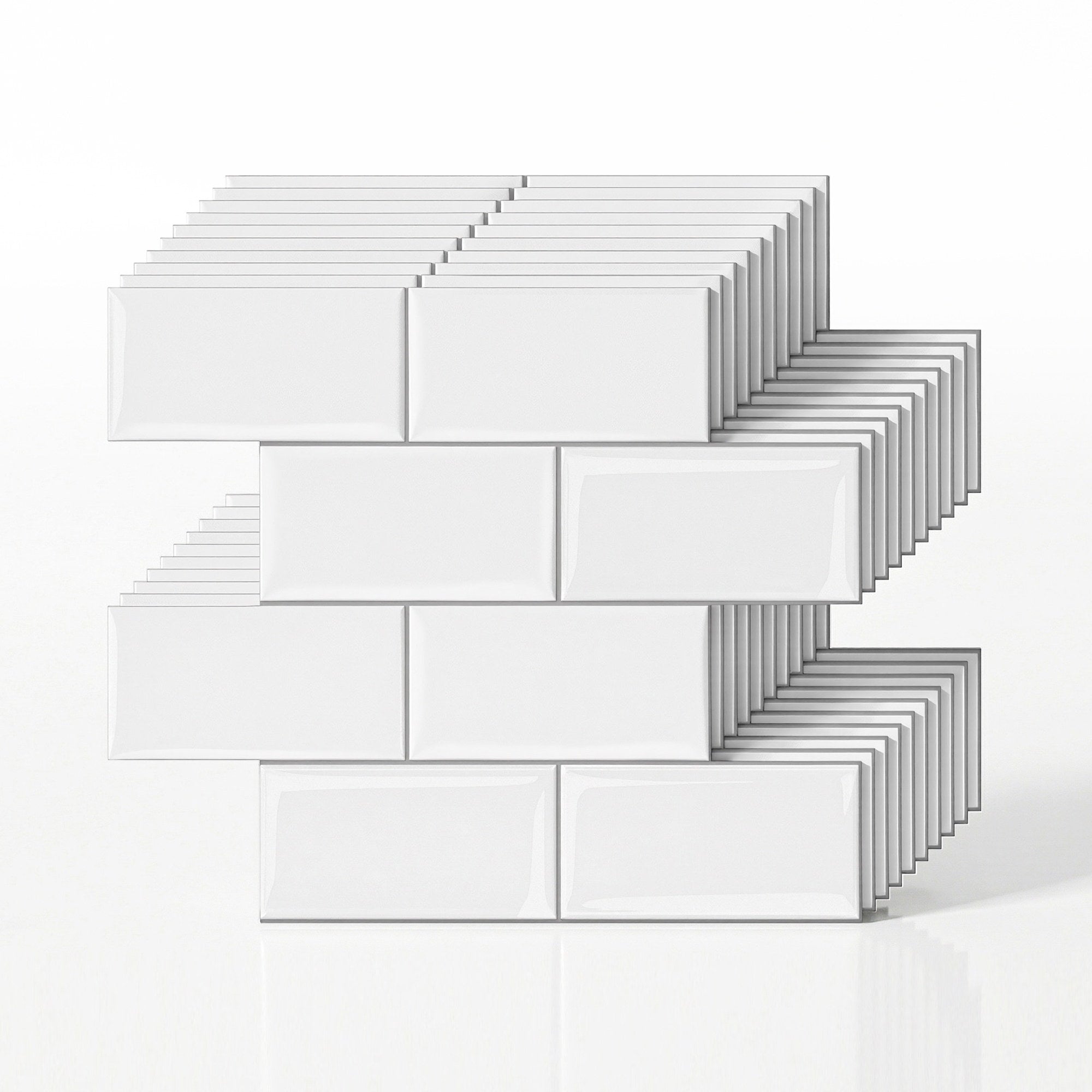Artiss 3D Peel and Stick Wall Tiles Self Adhesive Subway Backsplash 10 Sheets, White-Home & Garden > Decor > Wallpaper-PEROZ Accessories