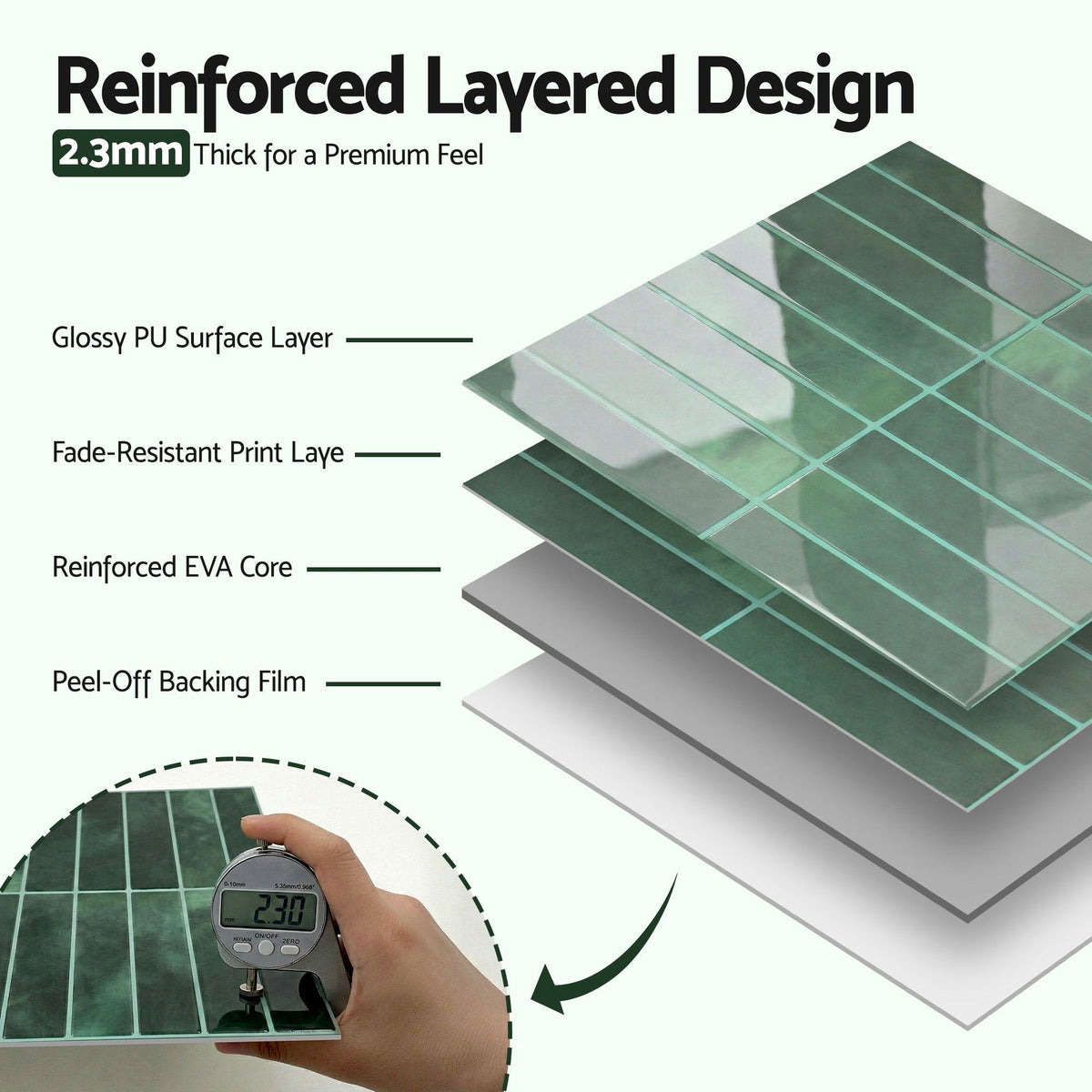 Artiss 3D Peel and Stick Wall Tiles Self Adhesive LinearGrid Backsplash 10 Sheets, Green-Home & Garden > Decor > Wallpaper-PEROZ Accessories