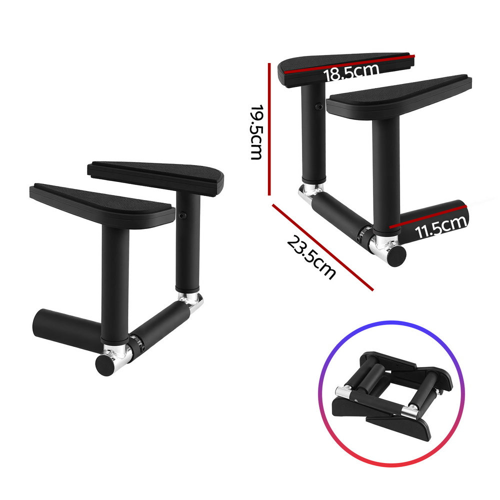 Everfit 2Pcs/Set Pull Up Bar Portable Foldable Dip Station Multi Gym 120kg Home Power Station Black-Sports & Fitness > Exercise, Gym & Fitness > Free Weights-PEROZ Accessories