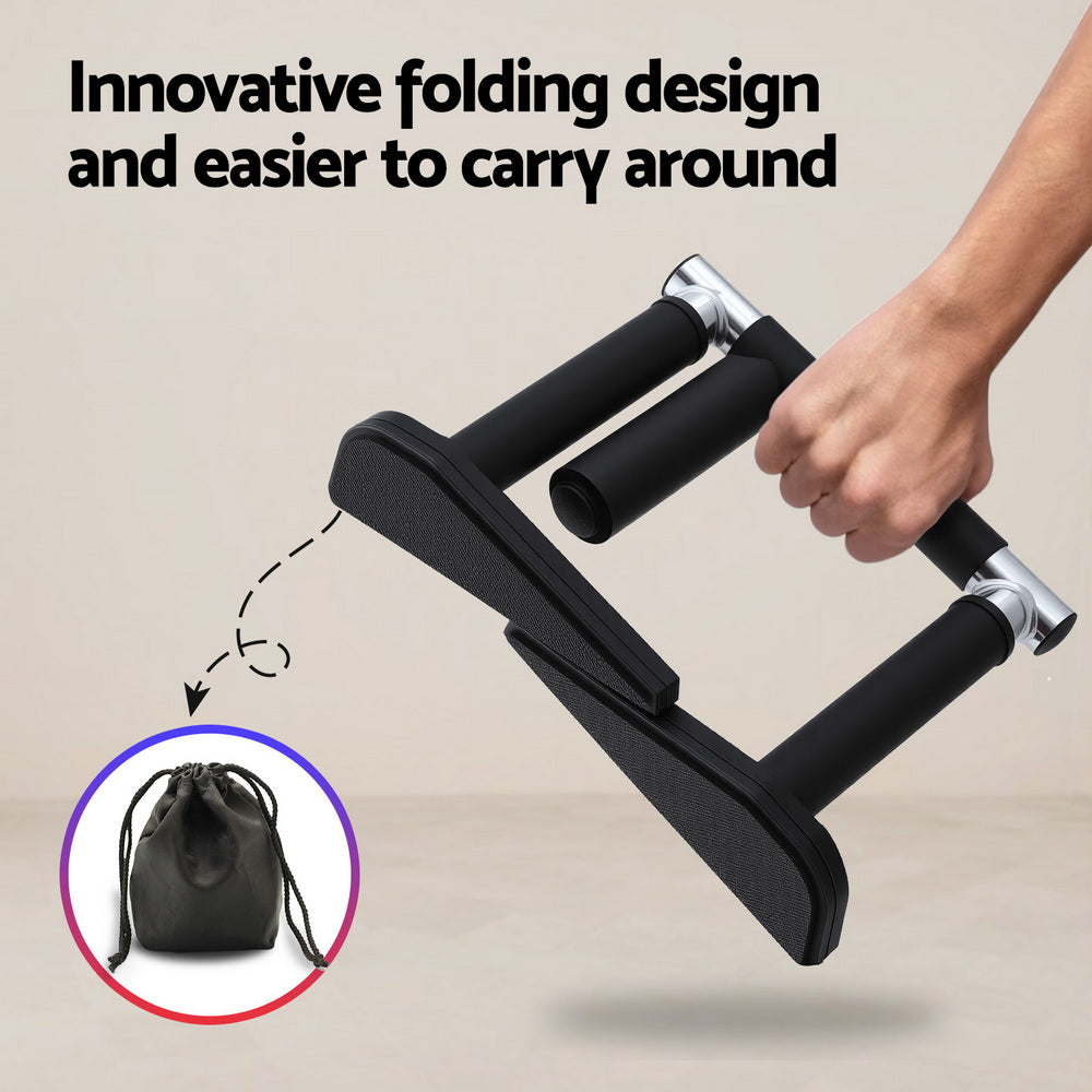 Everfit 2Pcs/Set Pull Up Bar Portable Foldable Dip Station Multi Gym 120kg Home Power Station Black-Sports & Fitness > Exercise, Gym & Fitness > Free Weights-PEROZ Accessories