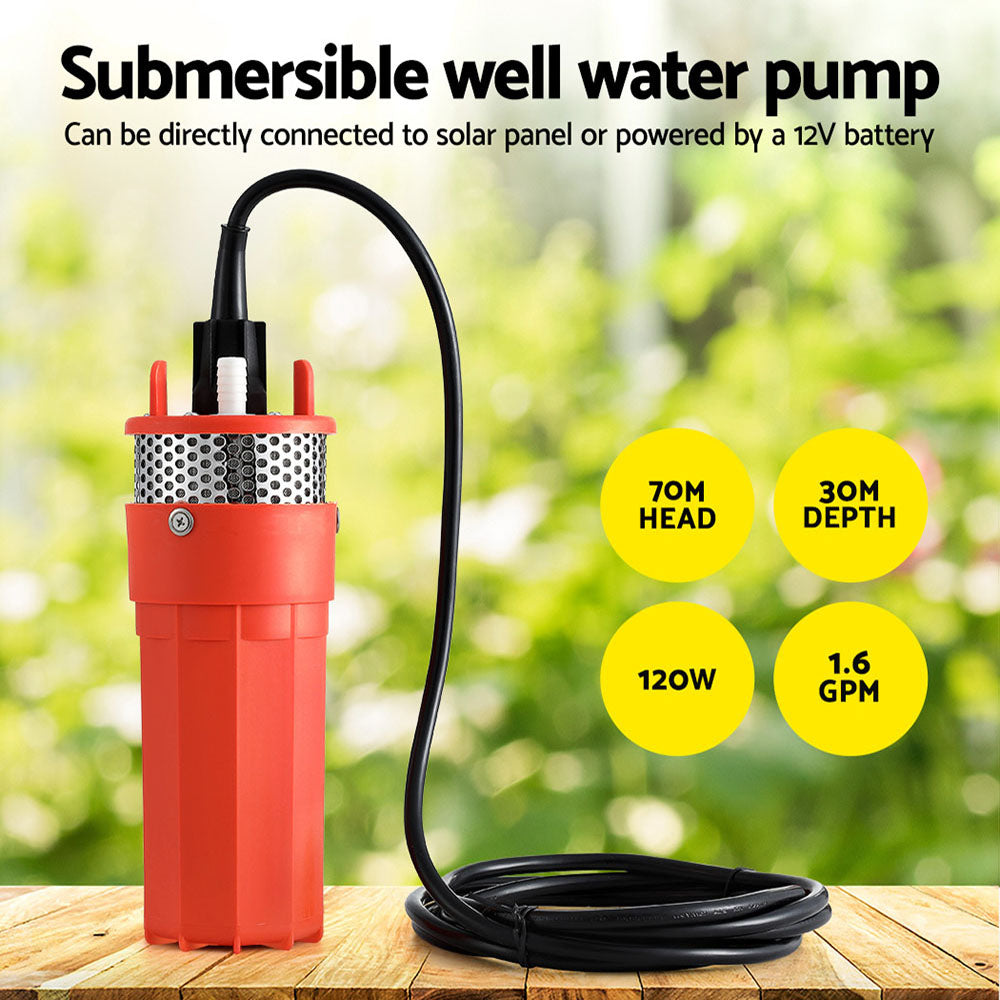 Giantz Submersible Solar Water Pump 24V 70M Head Deep Well Bore Self-priming-Tools > Pumps > Irrigation Pumps-PEROZ Accessories