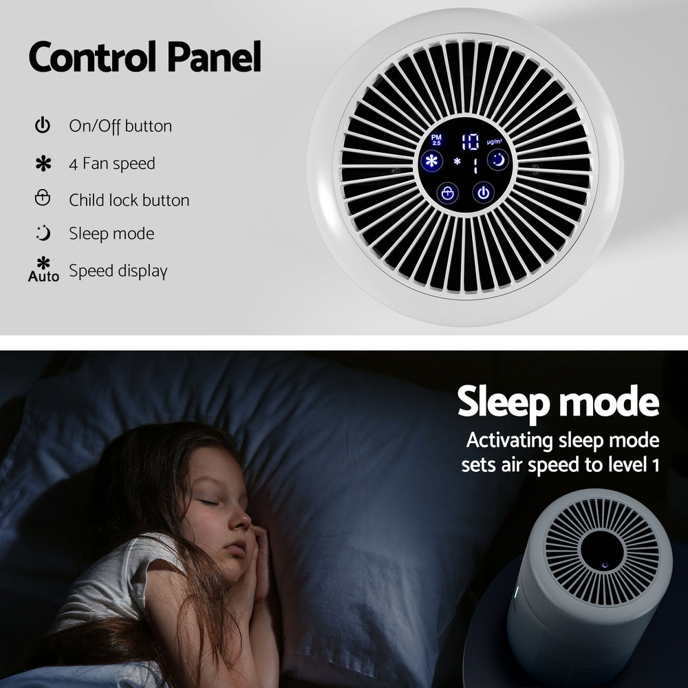 Devanti Air Purifier HEPA Filter Home Purifiers Dust Sensor PM2.5 Remover-Appliances > Aroma Diffusers & Humidifiers-PEROZ Accessories