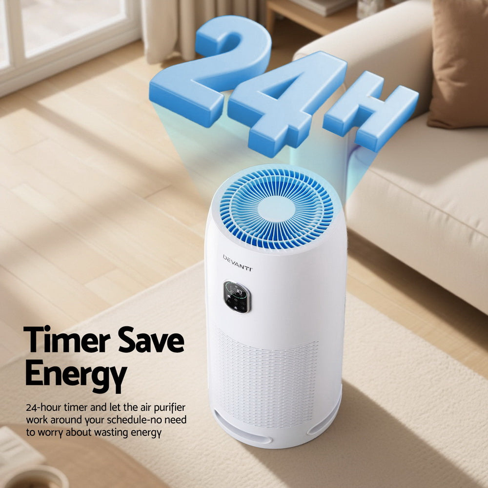 Devanti Air Purifier 4-Layer HEPA Filter White-Appliances > Aroma Diffusers & Humidifiers > Purifiers-PEROZ Accessories