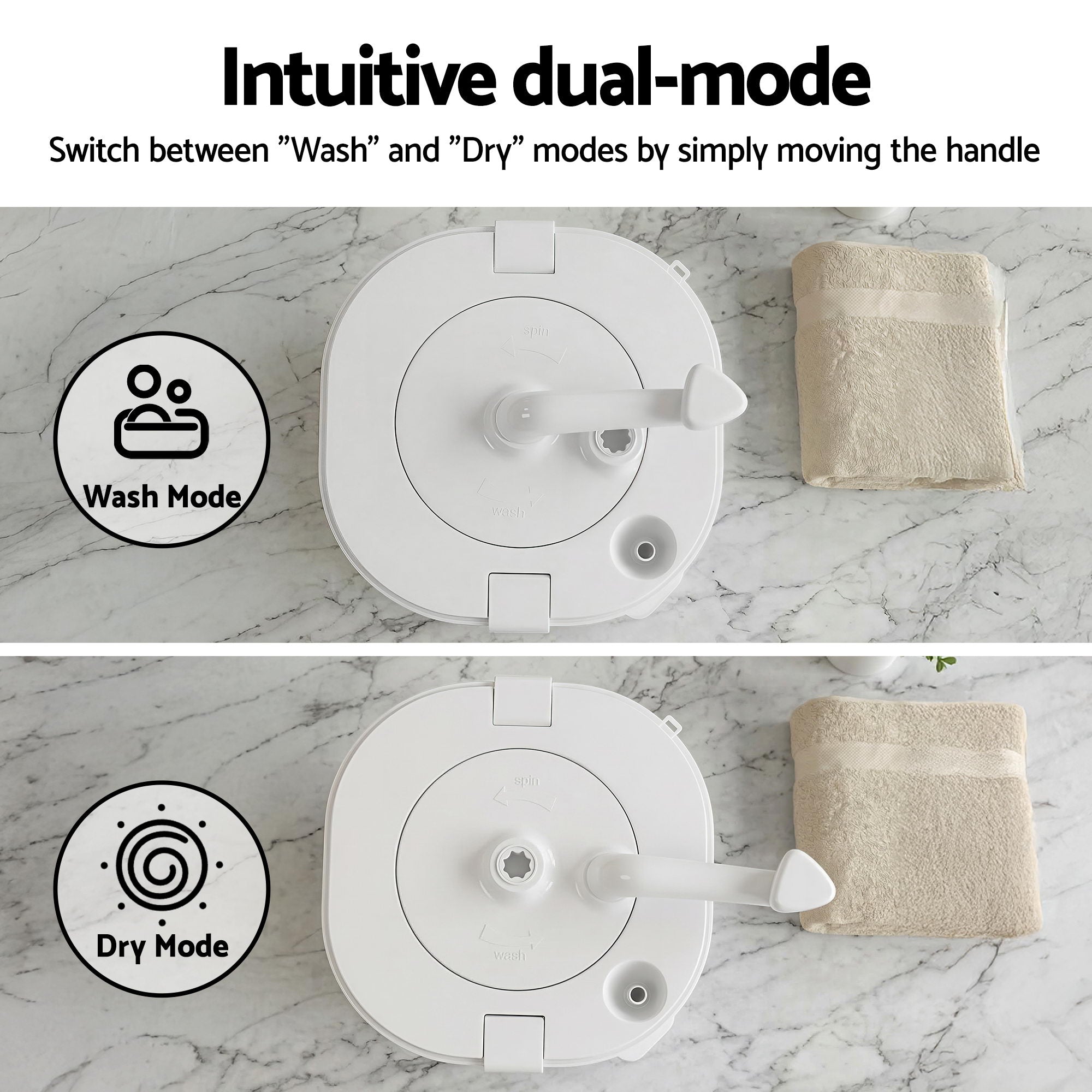 Devanti Portable Washing Machine Manual Spin Dryer Compact for Camping Caravan Apartment-Appliances > Washers, Dryers & Irons > Washing Machines-PEROZ Accessories