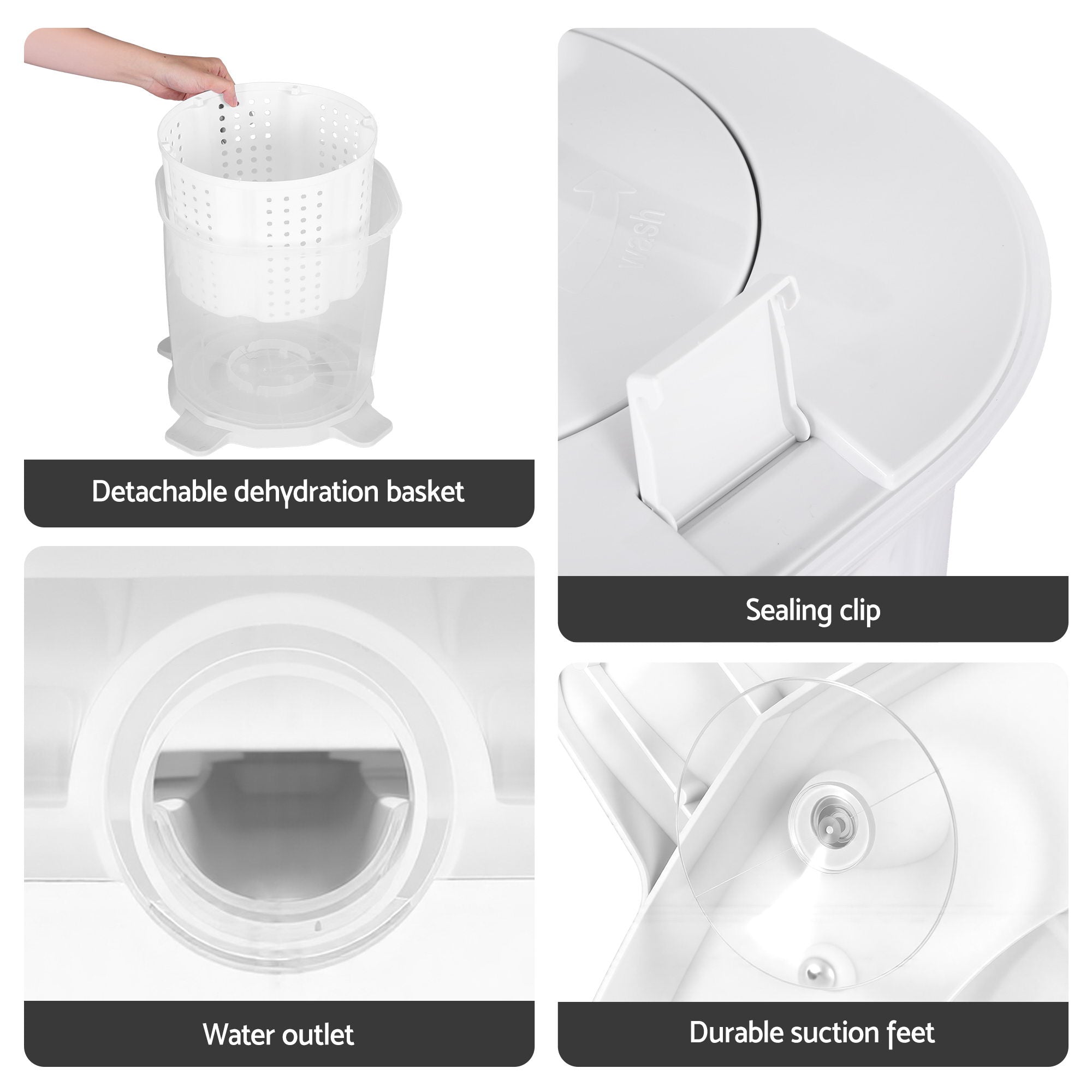 Devanti Portable Washing Machine Manual Spin Dryer Compact for Camping Caravan Apartment-Appliances > Washers, Dryers & Irons > Washing Machines-PEROZ Accessories