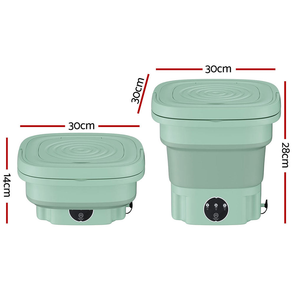 Devanti Portable Washing Machine 8L Green-Appliances > Washers & Dryers-PEROZ Accessories