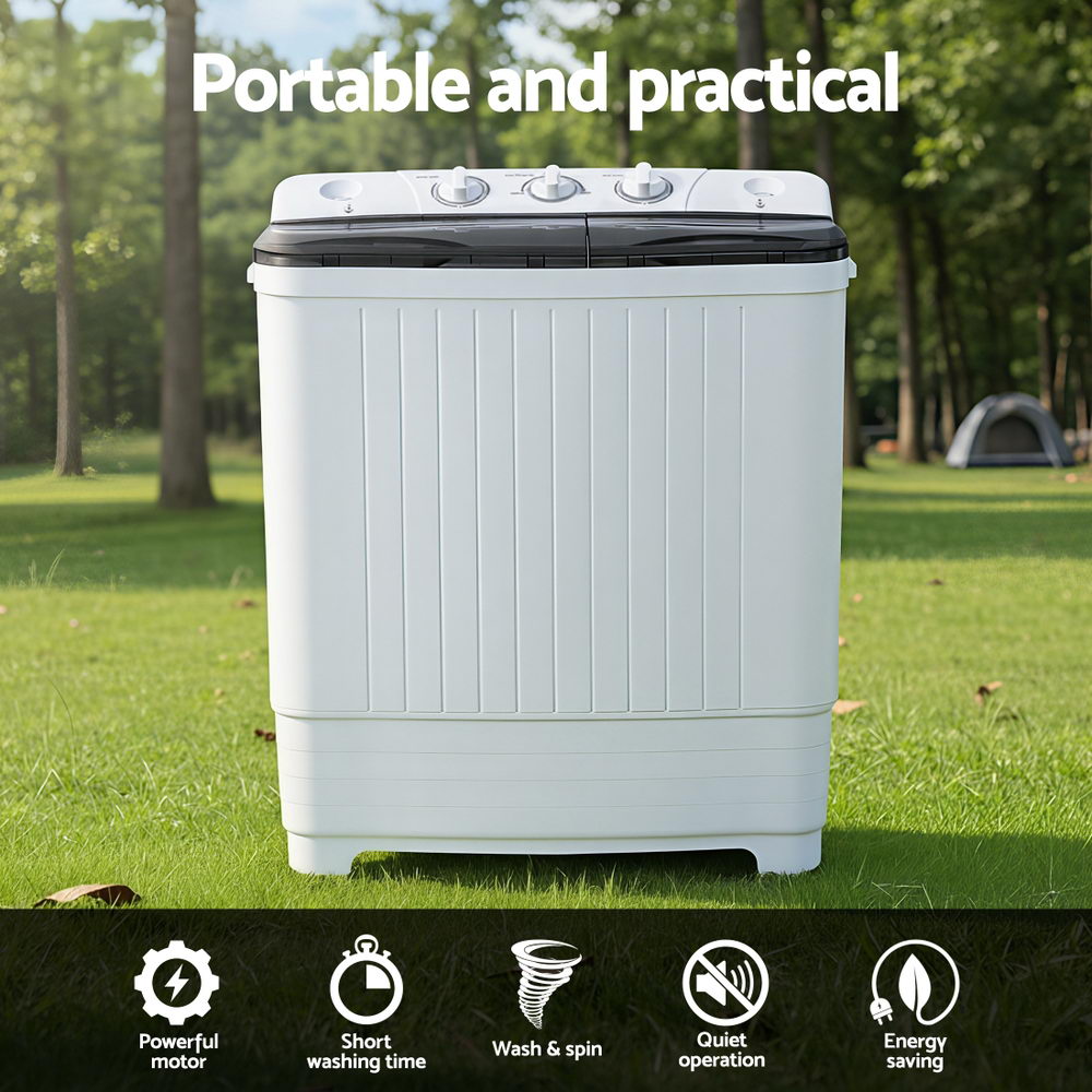 Devanti Portable Washing Machine Twin Tub 4.5KG-Appliances > Washers, Dryers & Irons > Washing Machines-PEROZ Accessories