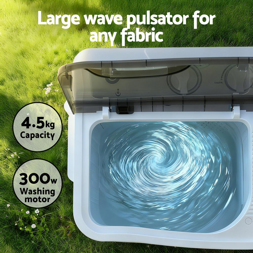Devanti Portable Washing Machine Twin Tub 4.5KG-Appliances > Washers, Dryers & Irons > Washing Machines-PEROZ Accessories