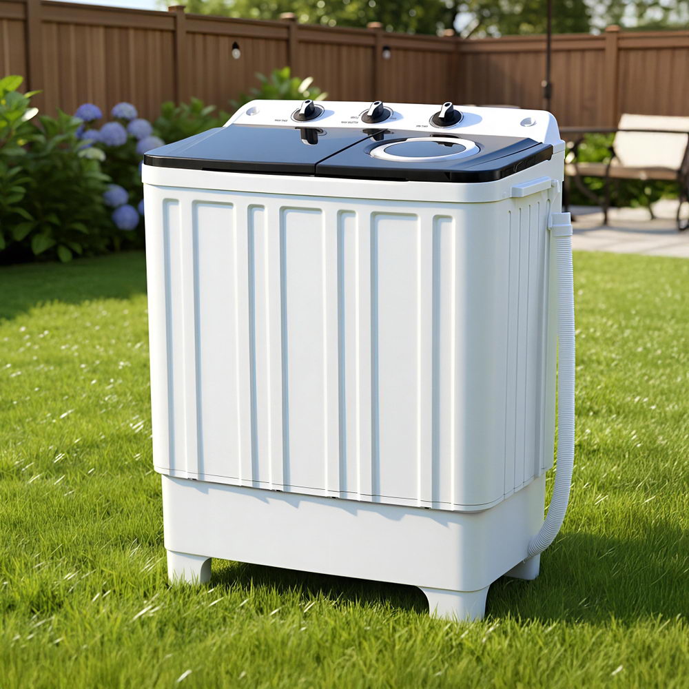 Devanti Portable Washing Machine Twin Tub 7KG White-Appliances > Washers, Dryers & Irons > Washing Machines-PEROZ Accessories