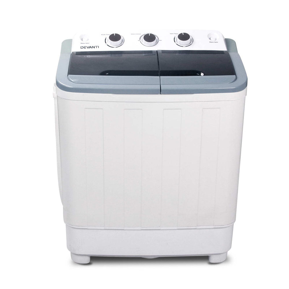Devanti Portable Washing Machine Twin Tub 5KG White-Washing Machines-PEROZ Accessories