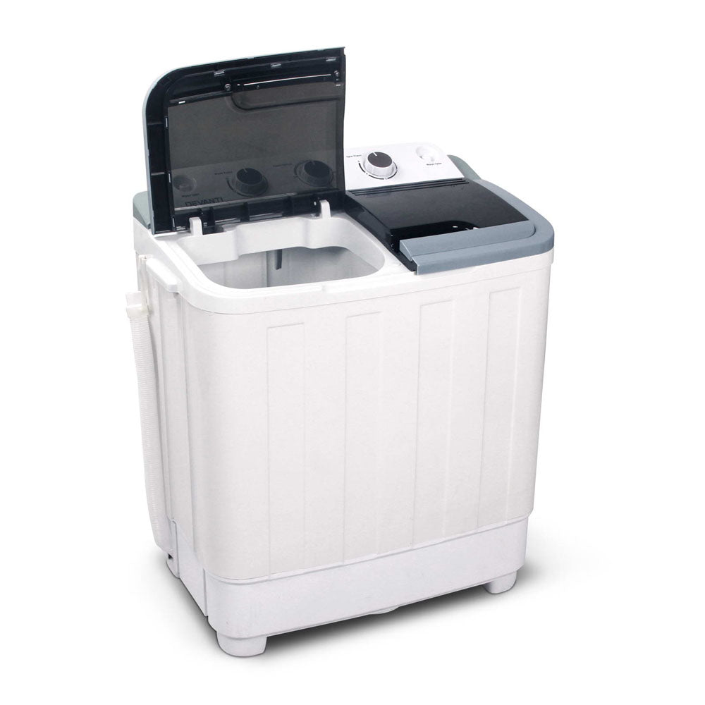 Devanti Portable Washing Machine Twin Tub 5KG White-Washing Machines-PEROZ Accessories