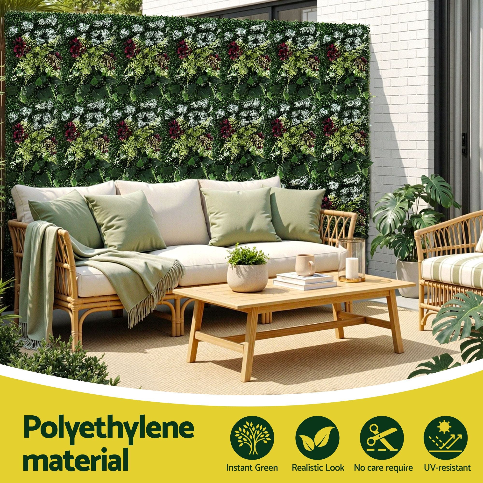 Gardeon 4PCS Artificial Plant Wall Panels 40X60CM Boxwood Panel Flower Backdrop Backyard Green Decor-Home & Garden > Artificial Plants > Artificial Wall Plants-PEROZ Accessories