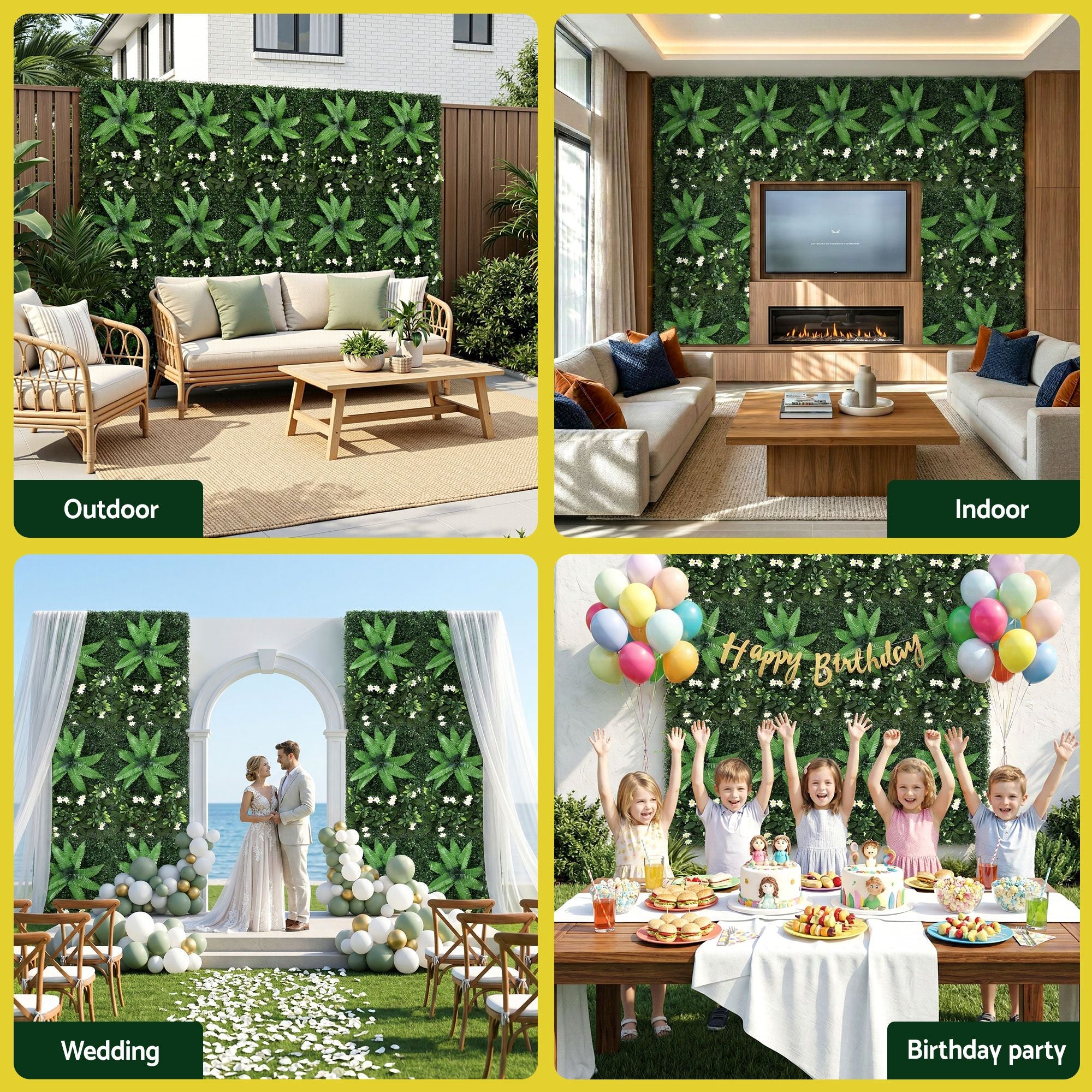 Gardeon 4PCS Artificial Plant Wall Panels 40X60CM Boxwood Panel Leaf Backdrop Backyard Green Decor-Home & Garden > Artificial Plants > Artificial Wall Plants-PEROZ Accessories