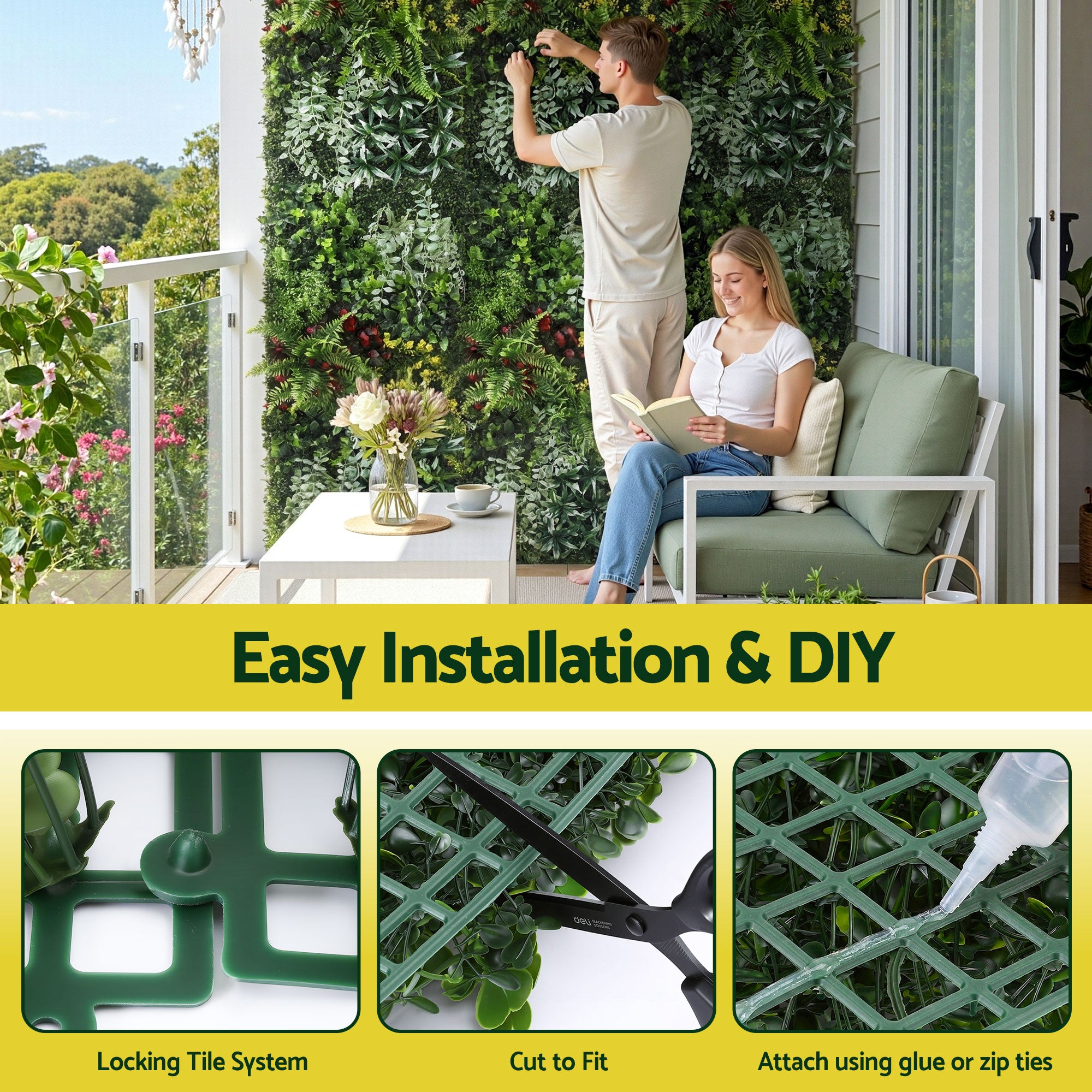 Gardeon Artificial Plant Wall Panels 50X100CM Boxwood Panel Hedge Grass Backdrop Backyard Green Decor-Home & Garden > Artificial Plants > Artificial Wall Plants-PEROZ Accessories