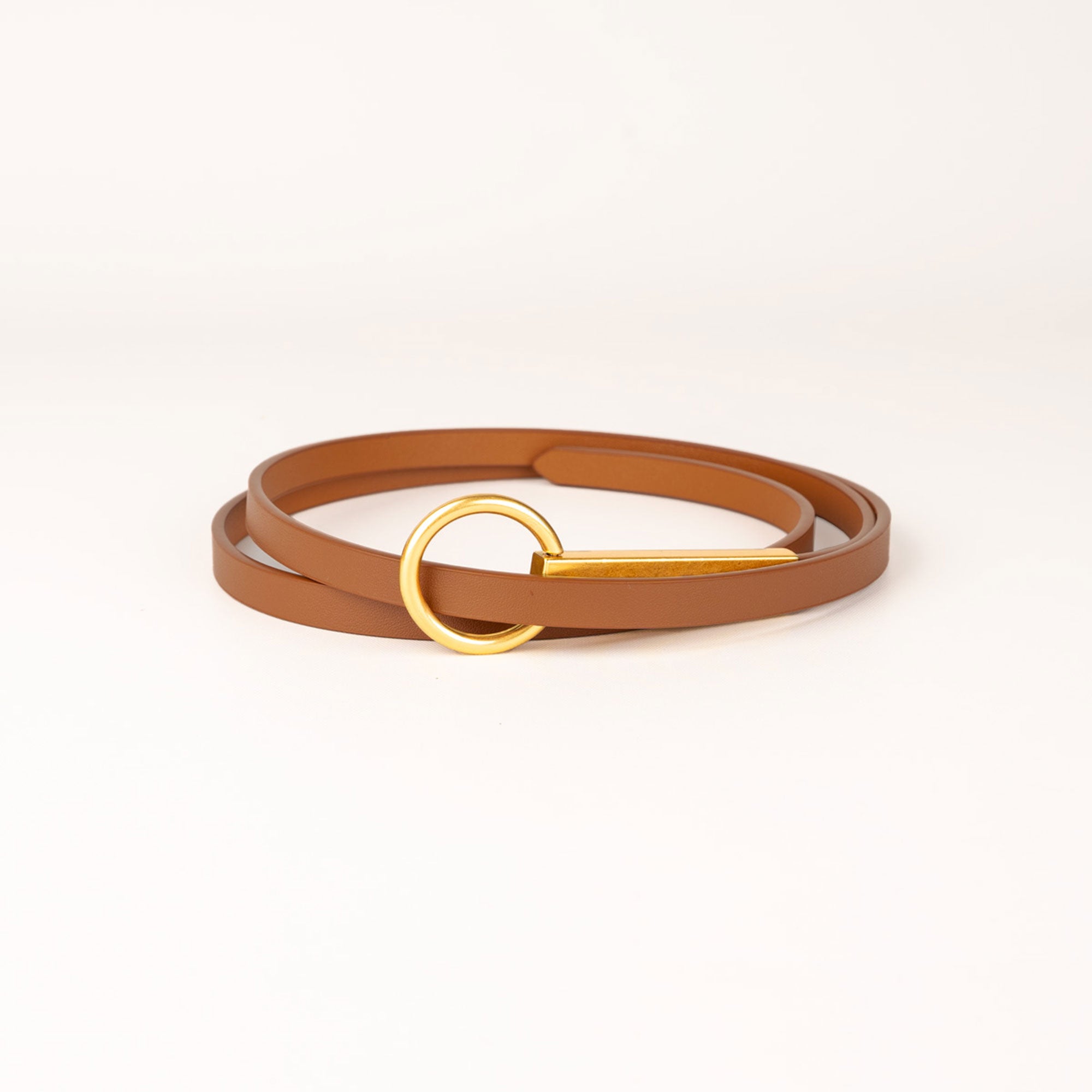 Peroz Ava Tan Adjustable Skinny Belt for Women