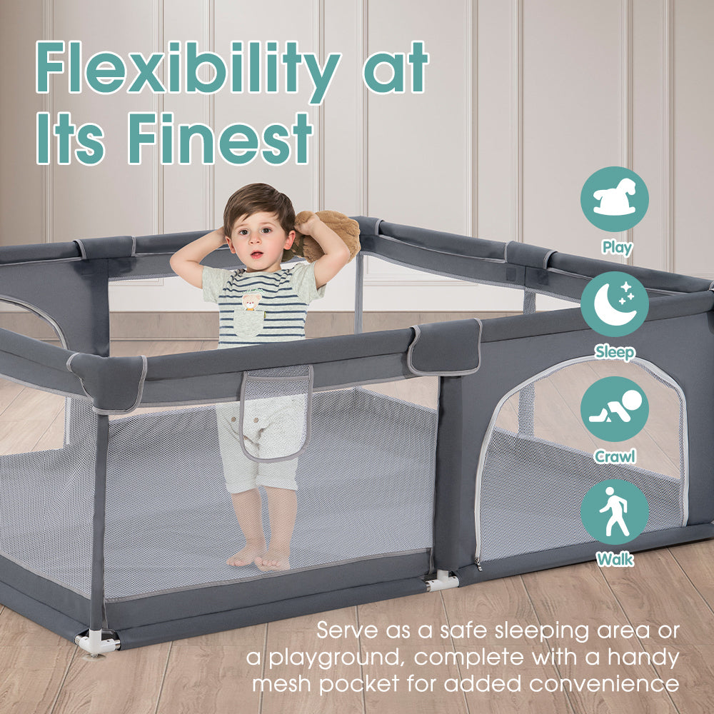 Playpals Kids Playpen Baby Safety Gate 2 Door 150x180cm-Kid Playpens-PEROZ Accessories