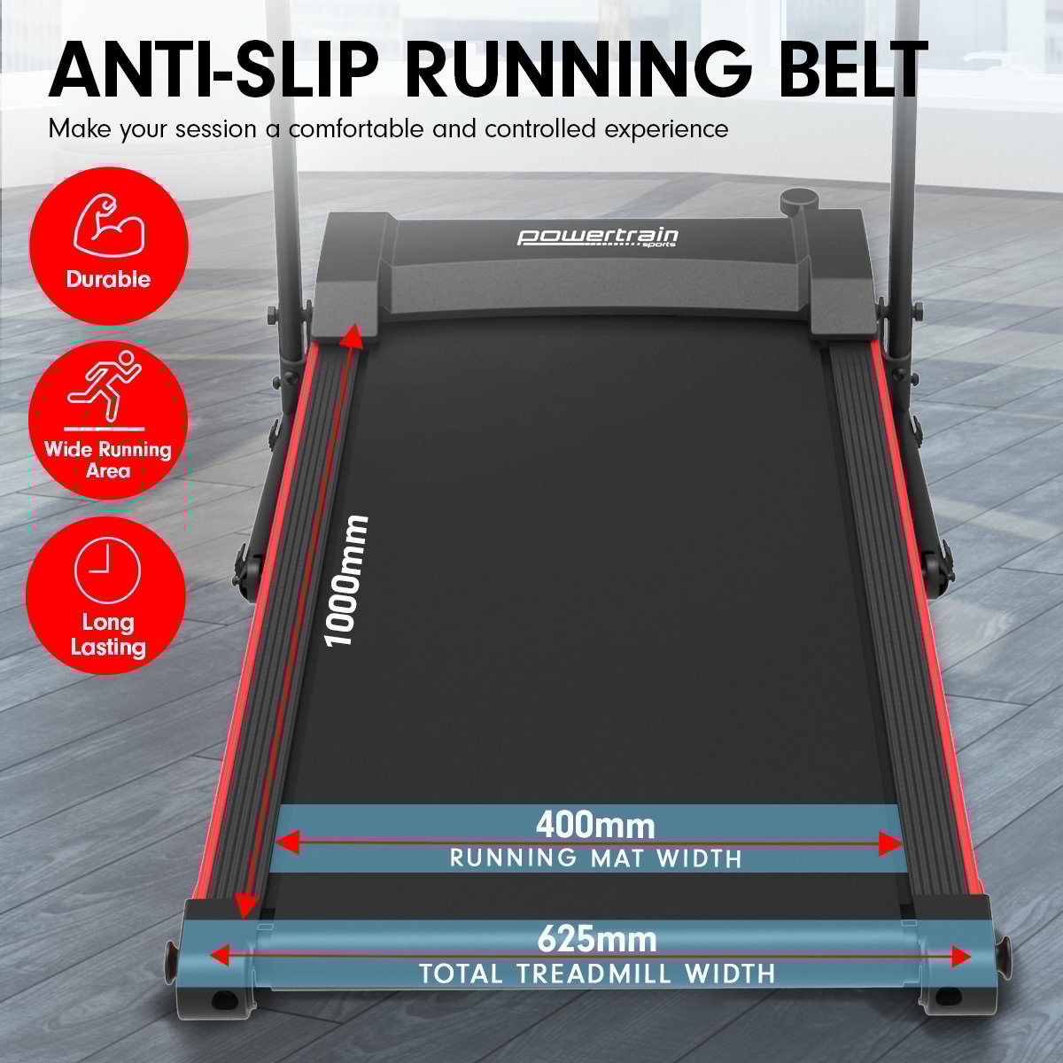 Powertrain K100 Electric Treadmill Foldable Home Gym Cardio-Walking Pad-PEROZ Accessories