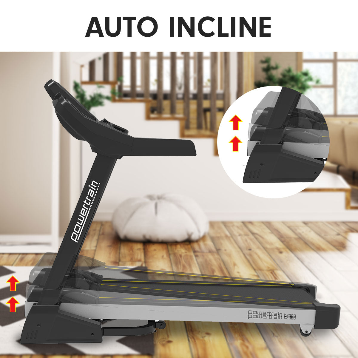 Powertrain K2000 Treadmill w/ Fan & Auto Incline Speed 22km/h-Walking Pad-PEROZ Accessories
