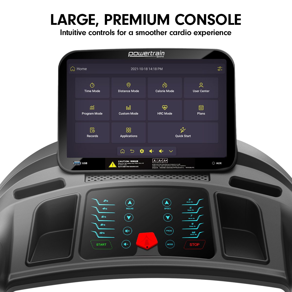 Powertrain V1100 Treadmill with Wifi Touch Screen & Incline-Walking Pad-PEROZ Accessories