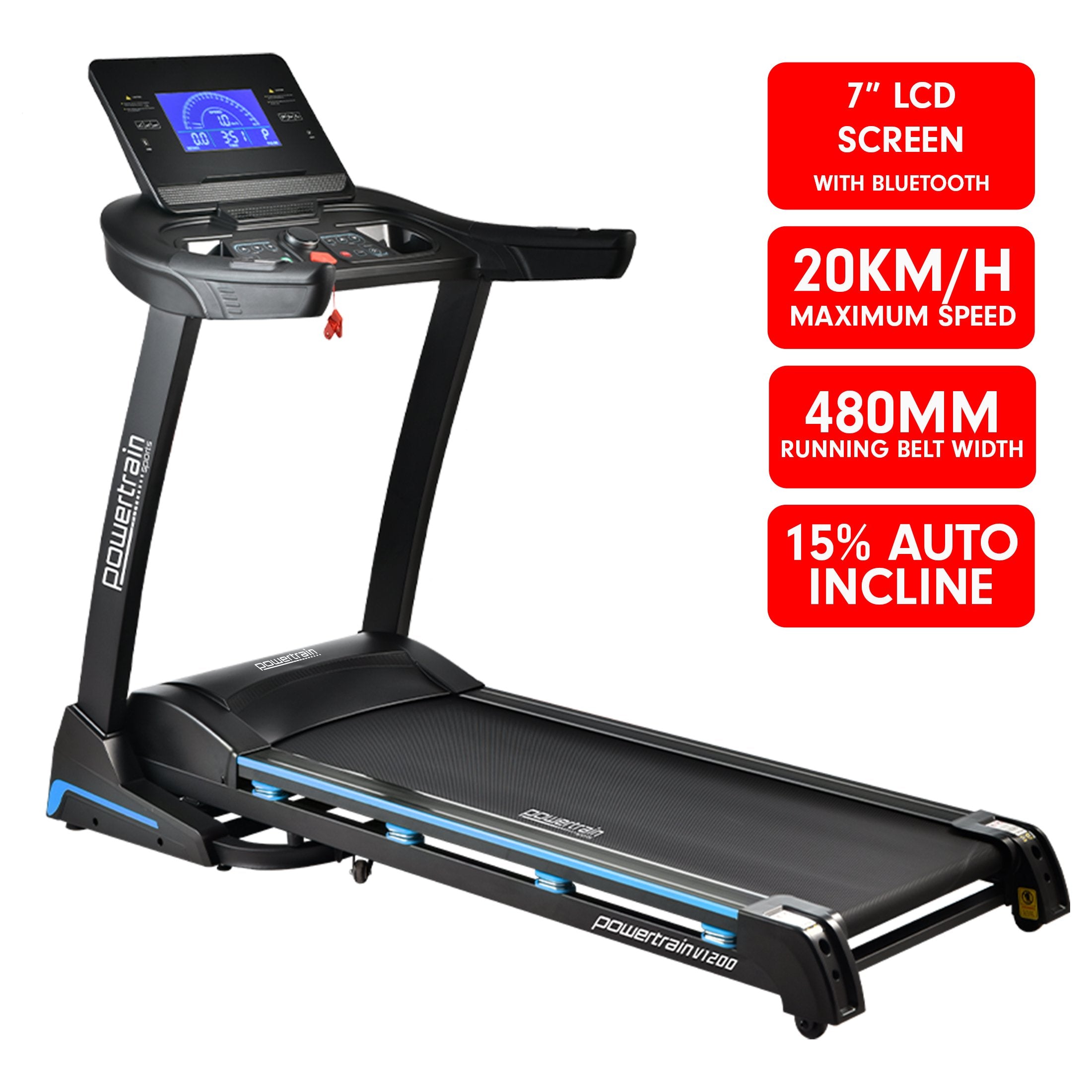 Powertrain V1200 Treadmill with Shock-Absorbing System-Walking Pad-PEROZ Accessories