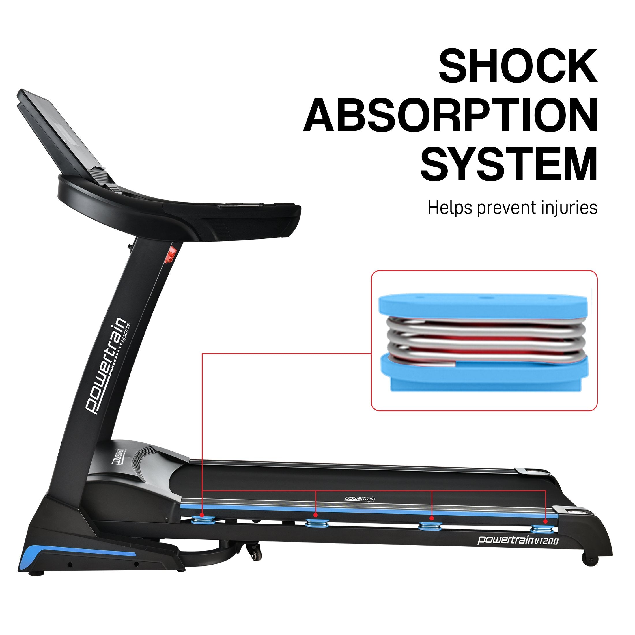 Powertrain V1200 Treadmill with Shock-Absorbing System-Walking Pad-PEROZ Accessories