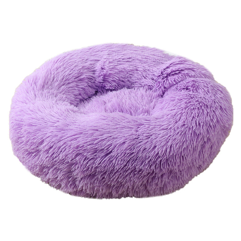 Purple 50cm Cozy Round Pet Bed - Plush Cat & Dog Bed with Non-Slip Base, Machine Washable-Pet Care > Dog Supplies > Dog Beds-PEROZ Accessories