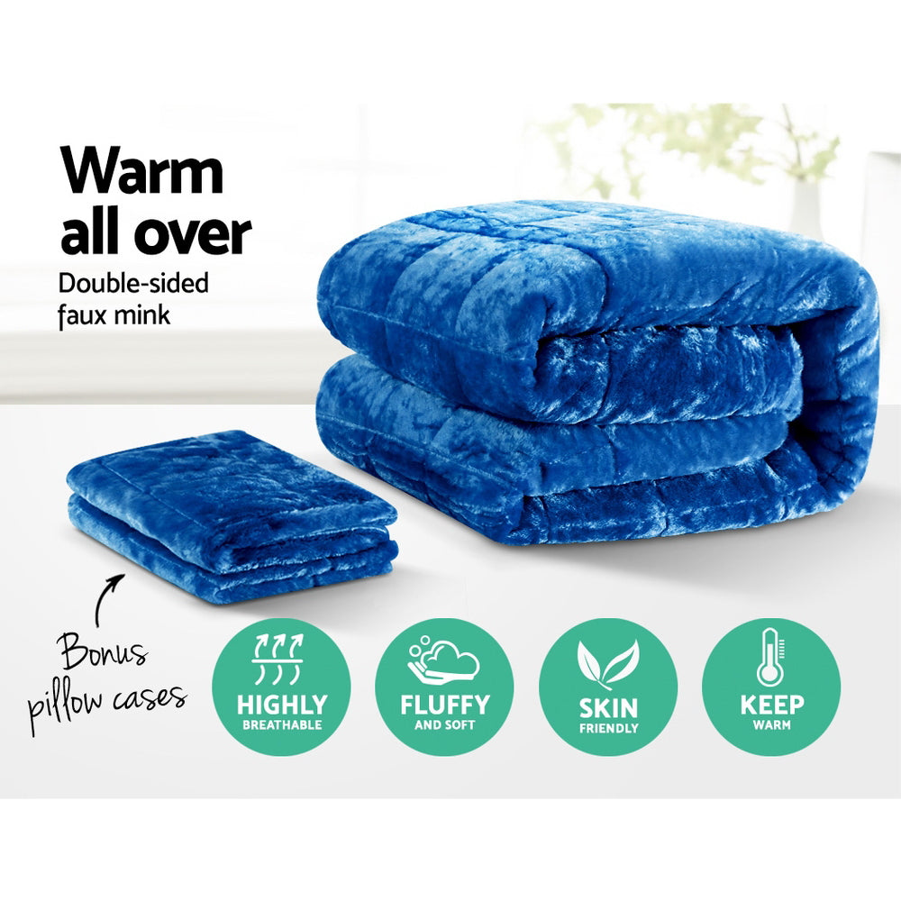 Giselle Bedding Faux Mink Quilt Blue Super King-Home & Garden > Bedding > Quilts & Duvets-PEROZ Accessories