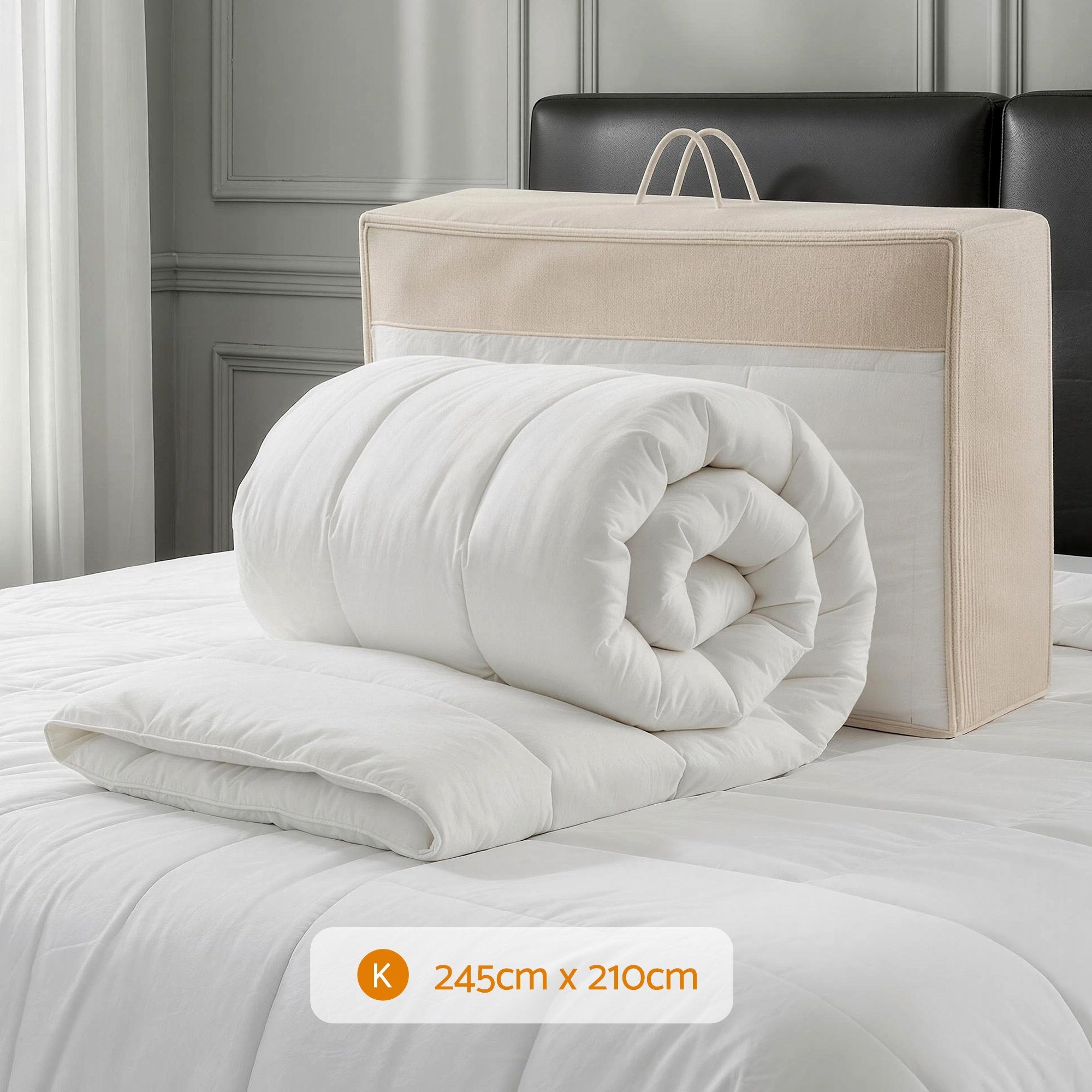 Giselle Bedding Wool Quilt 800GSM Extra Thick King Winter Doona Baffle Box Construction 100% Wool Filling-Home & Garden > Bedding > Quilts & Duvets-PEROZ Accessories