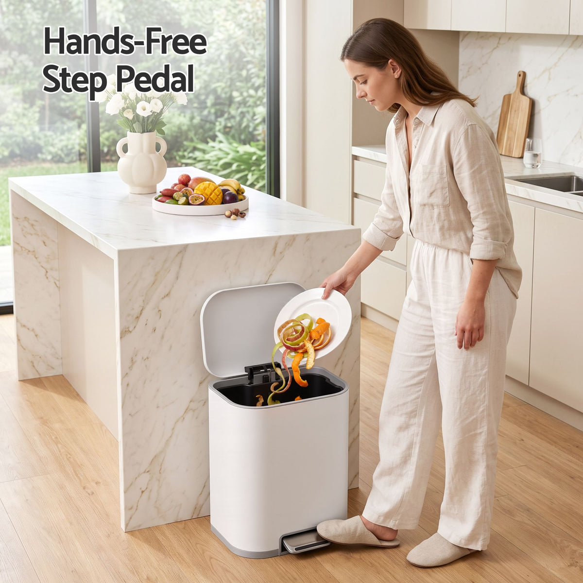 Cefito 20L Trash Bin Steel Pedal Bins Soft Close Kitchen Rubbish Waste Can White-Home & Garden > Kitchen Bins > Pedal Bins-PEROZ Accessories