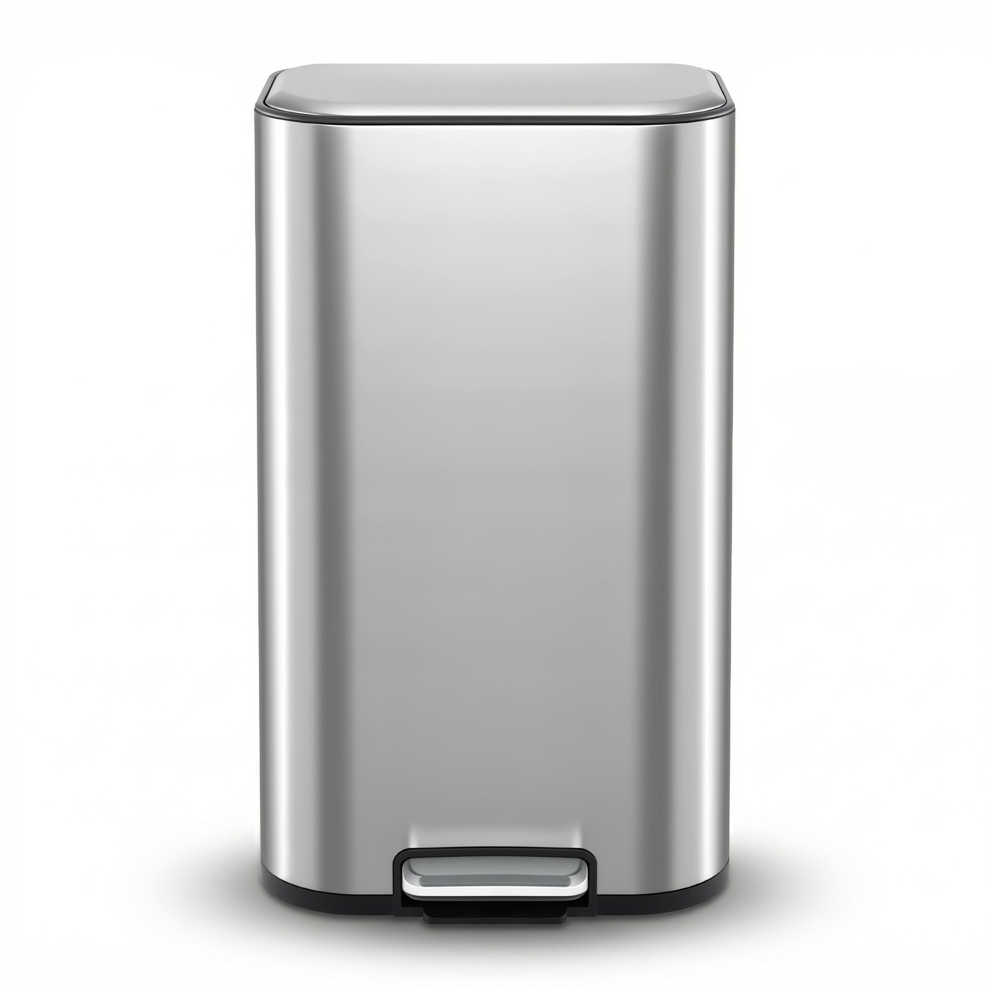 Cefito Kitchen Trash Can 40L Pedal Bins Rubbish Bin Steel with Soft Close Lid, Removable Inner Bucket, Rectangular Garbage Can Recycling Bin, Silver-Home & Garden > Kitchen Bins > Pedal Bins-PEROZ Accessories