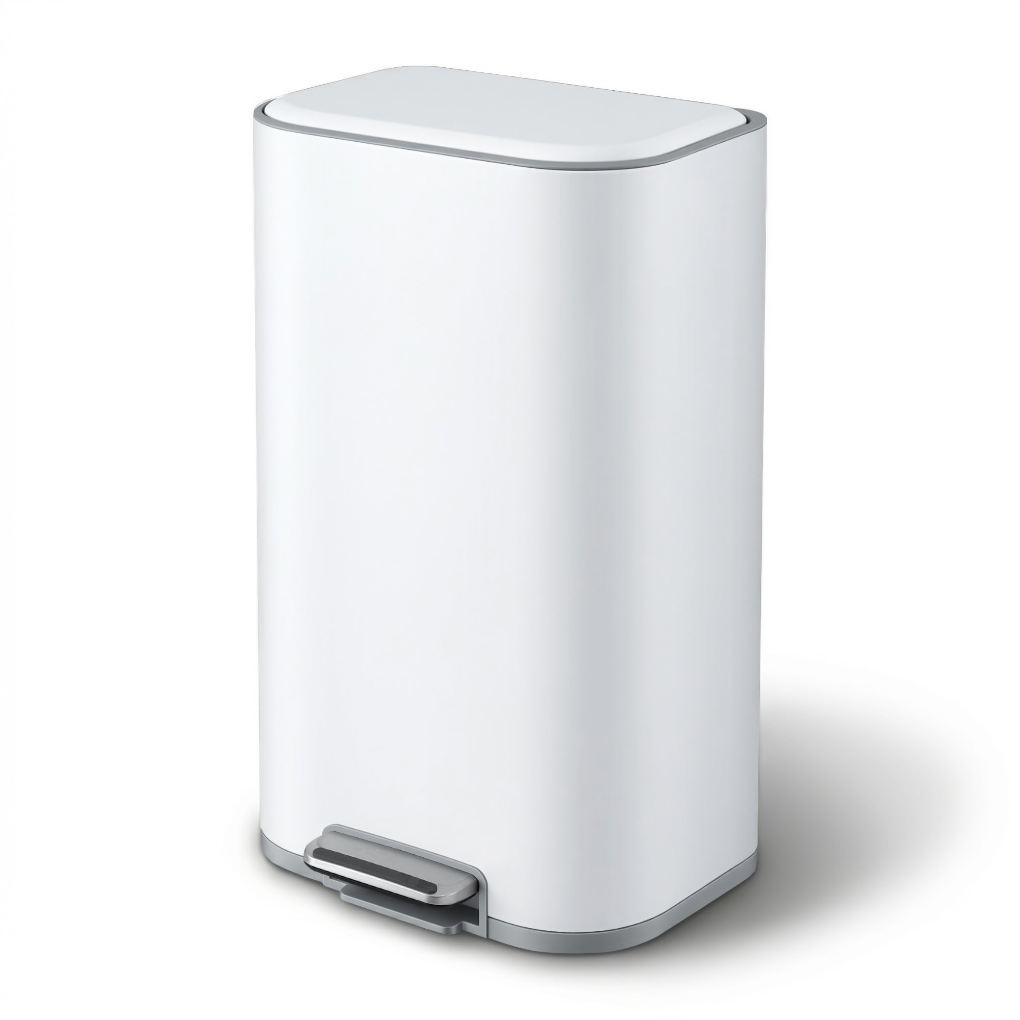 Cefito Kitchen Trash Can 40L Pedal Bins Rubbish Bin Steel with Soft Close Lid, Removable Inner Bucket, Rectangular Garbage Can Recycling Bin, White-Home & Garden > Kitchen Bins > Pedal Bins-PEROZ Accessories
