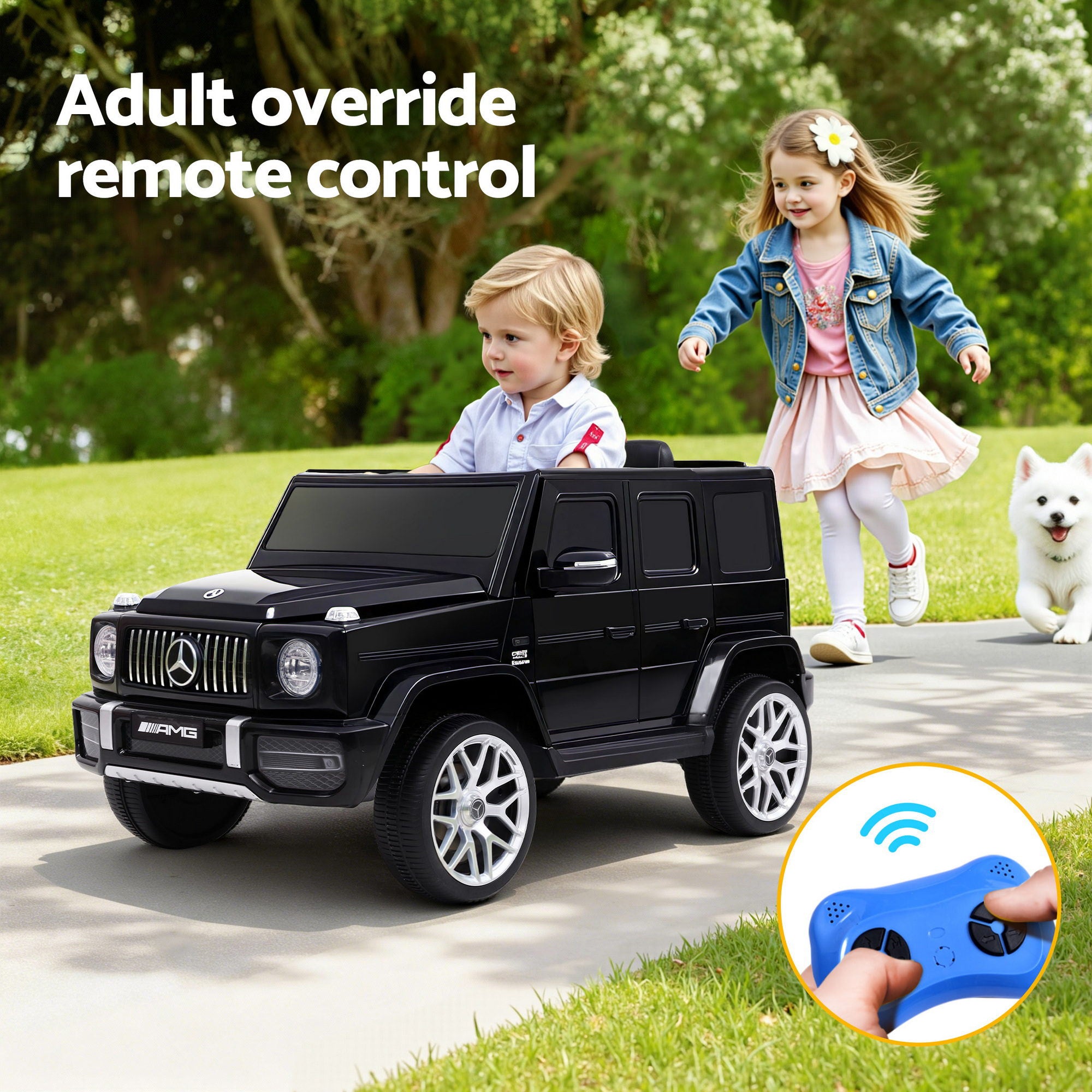 Kids Electric Ride On Car Mercedes-Benz Licensed AMG G63 Toy Cars 12V Black-Ride on Toys - Cars-PEROZ Accessories